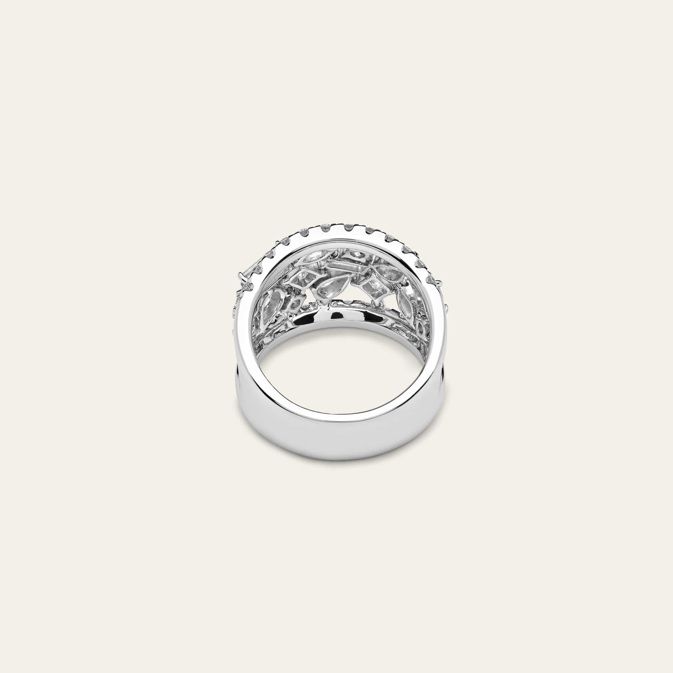 Multi Shape Diamond White Gold Cocktail Ring - Image 4