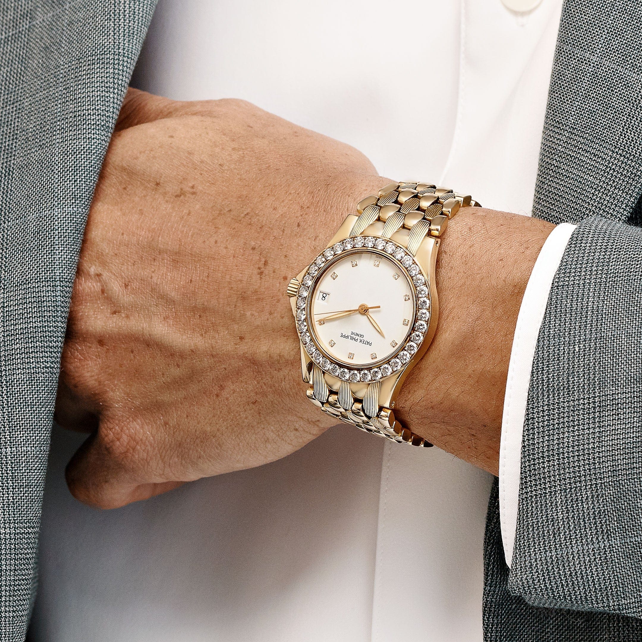 Patek Philippe Neptune 5081/10J-001 Yellow Gold White Diamond Dial Diamond Bezel (2000) - Image 5