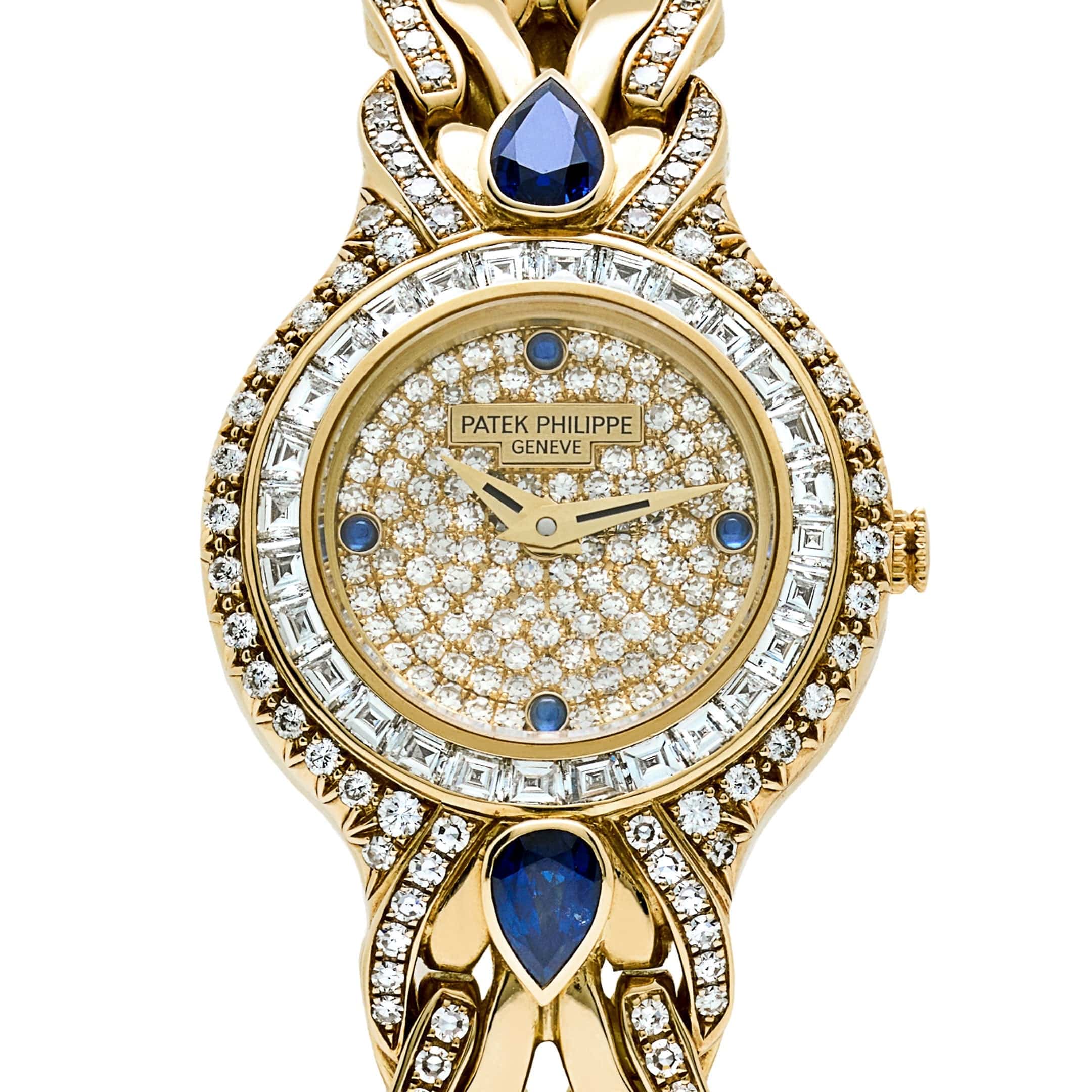 Patek Philippe La Flamme 4818/11 'Ladies' Yellow Gold Diamonds Blue Sapphires Quartz - Image 4