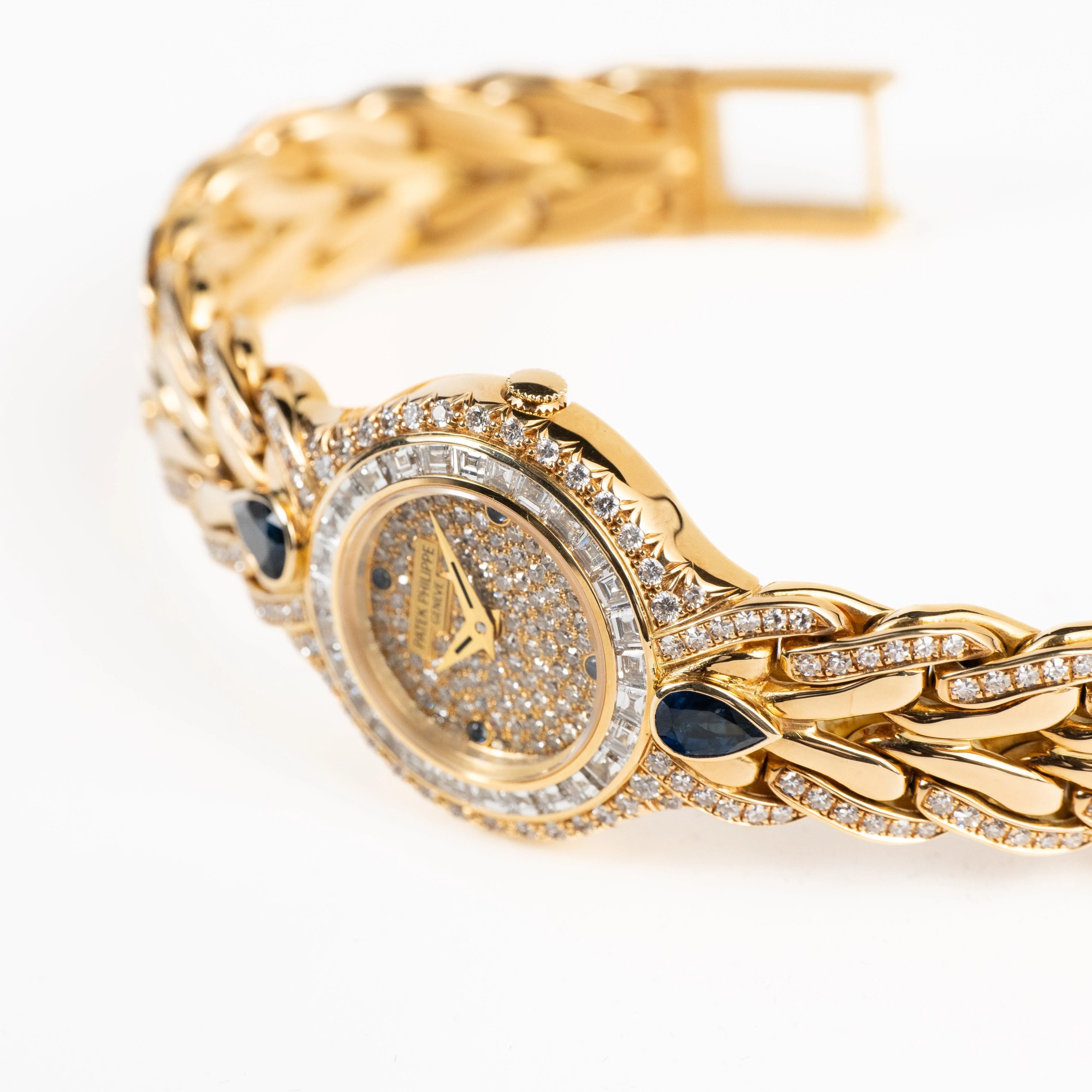 Patek Philippe La Flamme 4818/11 'Ladies' Yellow Gold Diamonds Blue Sapphires Quartz - Image 7