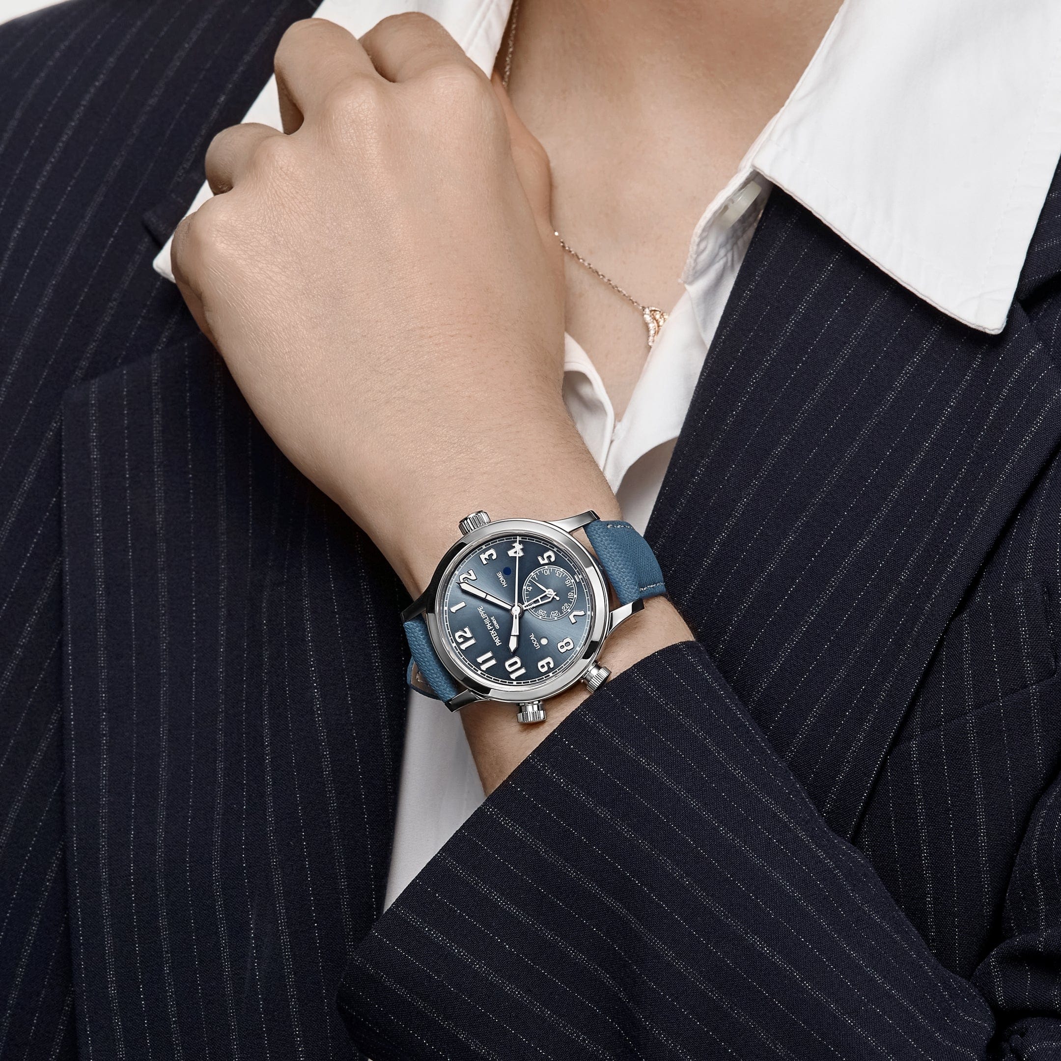 Patek Philippe Calatrava 7234A-001 'Pilot' Travel Time Stainless Steel Blue-Grey Dial Singapore Edition (2019) - Image 3