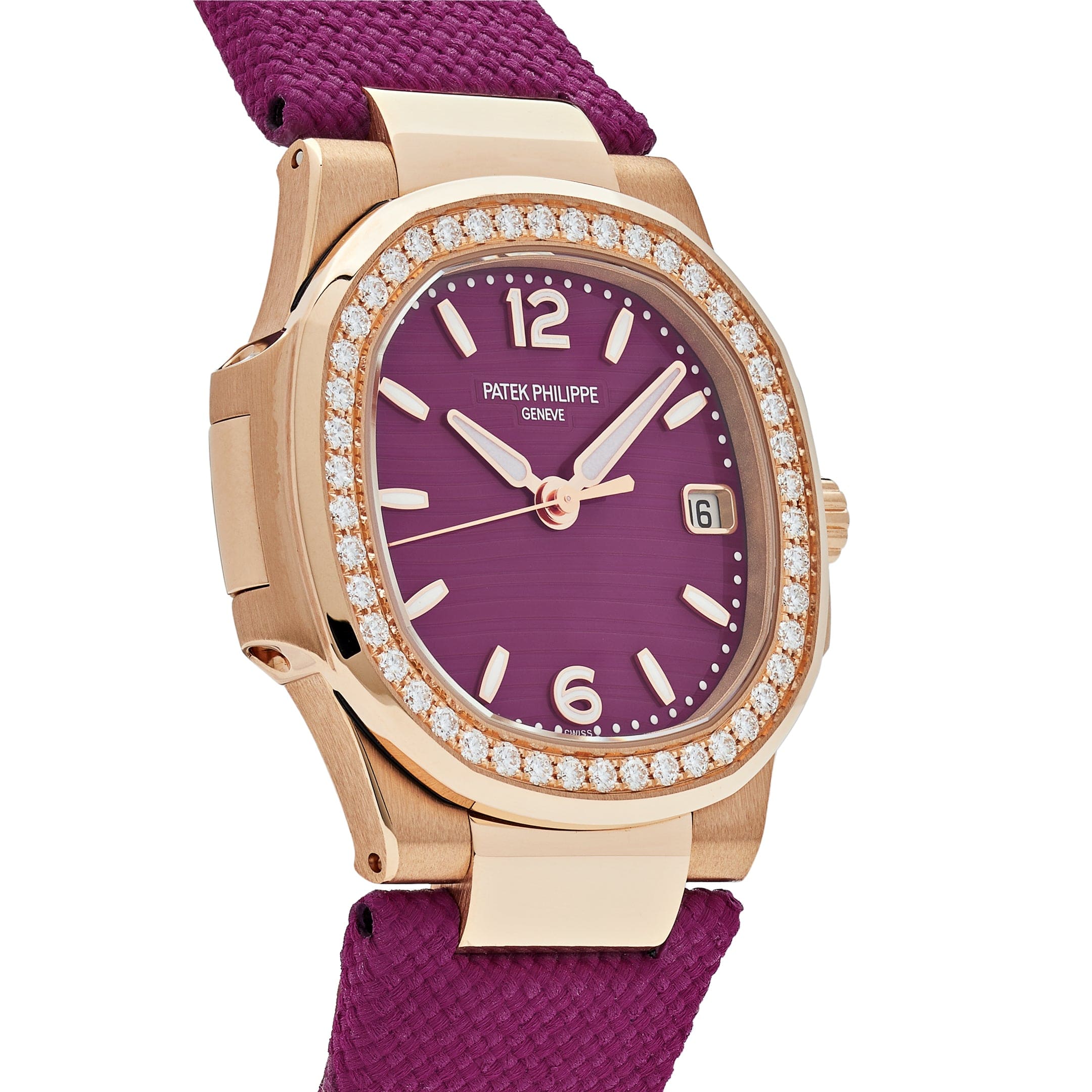 Patek Philippe Nautilus 7010R-013 'Ladies' Rose Gold Purple Dial Diamond Bezel - Image 4