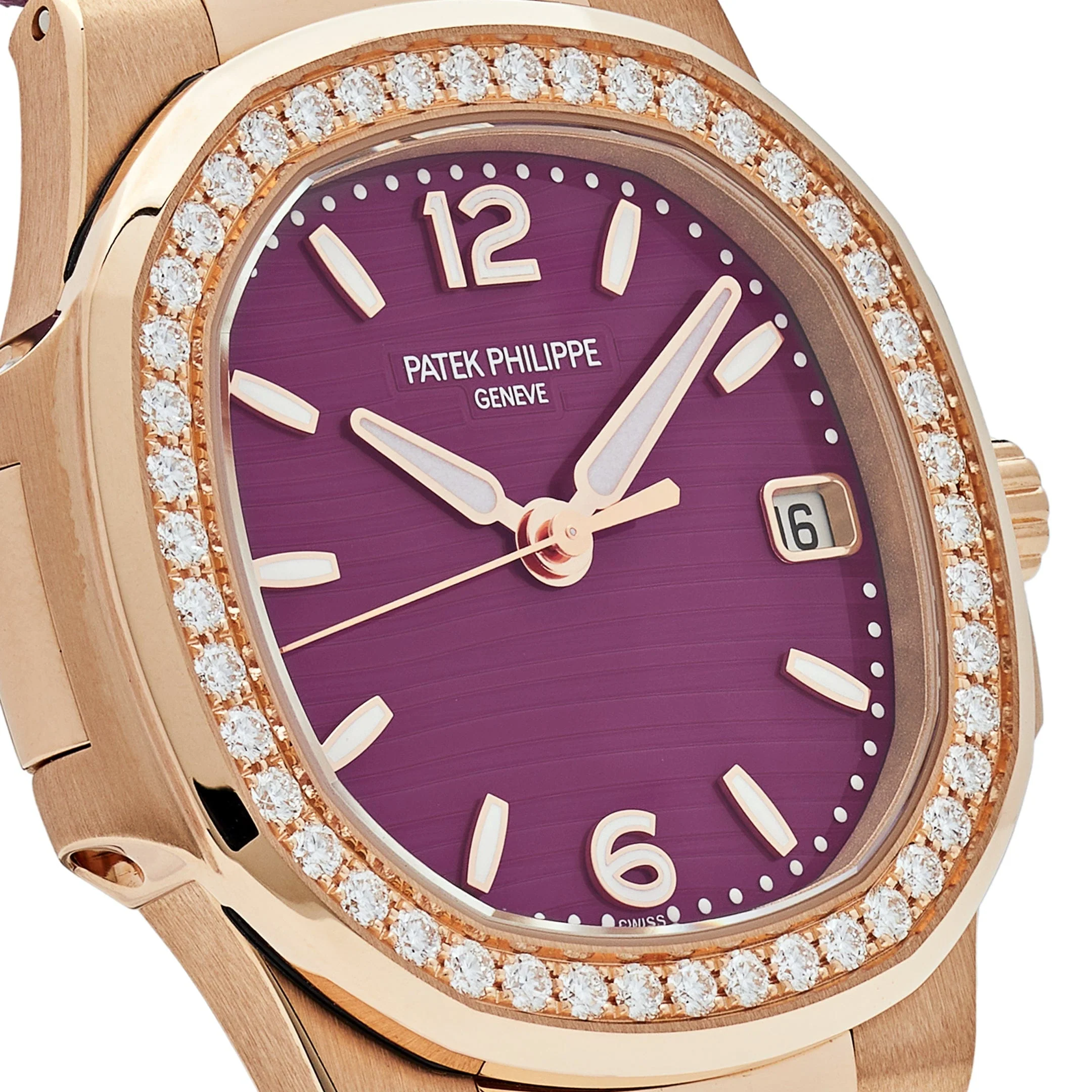 Patek Philippe Nautilus 7010R-013 'Ladies' Rose Gold Purple Dial Diamond Bezel - Image 5