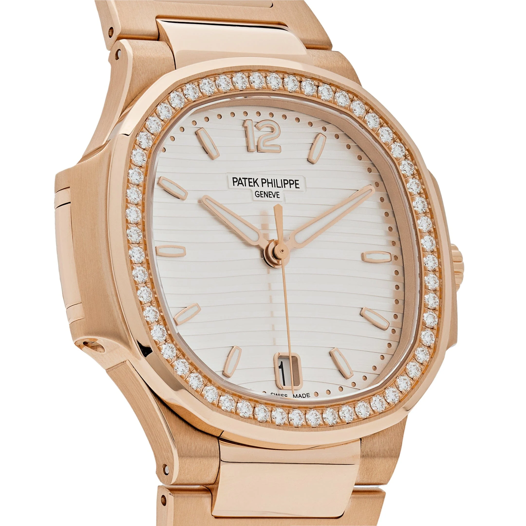 Patek Philippe Nautilus 7118/1200R-001 Ladies Automatic Rose Gold Silver Dial Diamond Bezel - Image 4