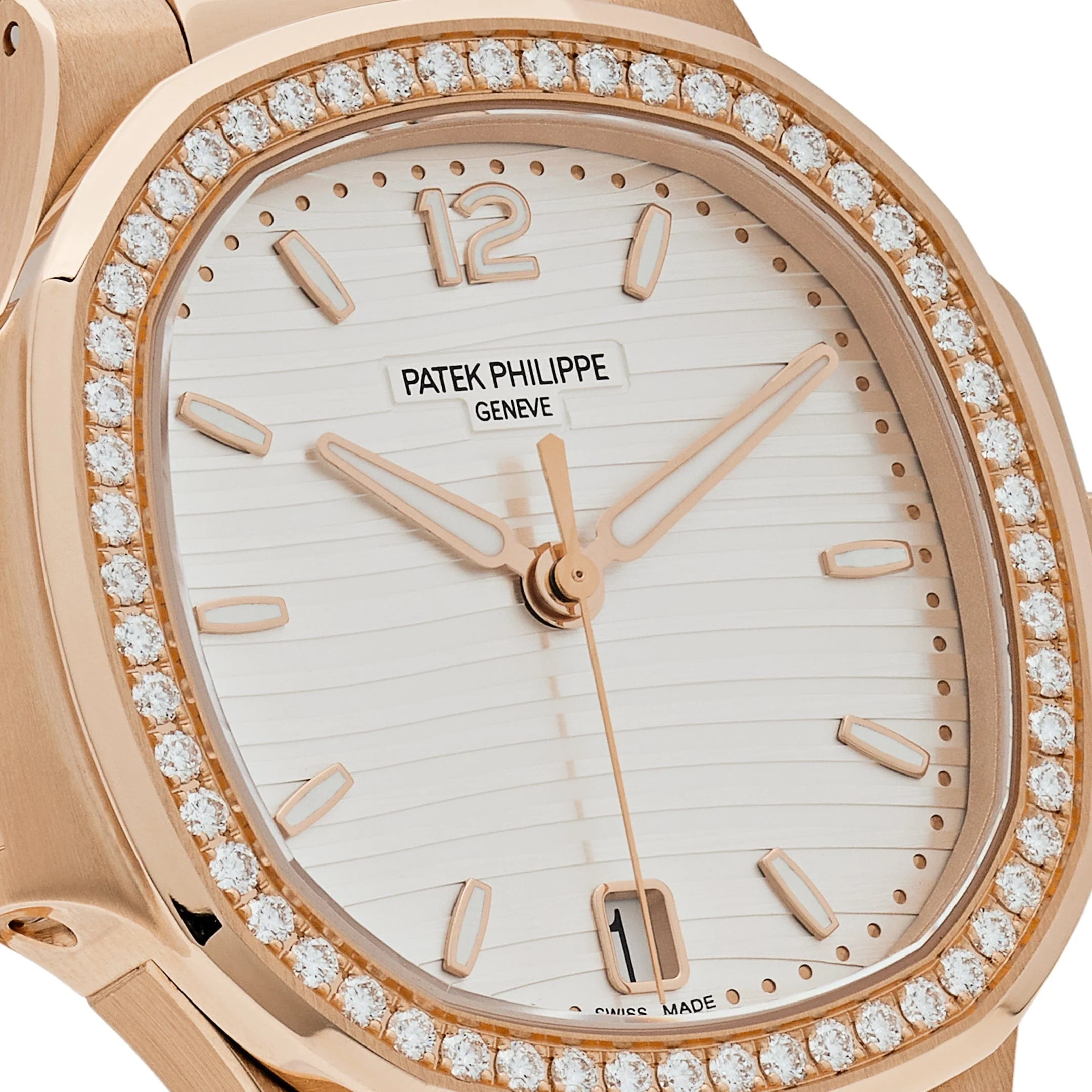 Patek Philippe Nautilus 7118/1200R-001 Ladies Automatic Rose Gold Silver Dial Diamond Bezel - Image 5