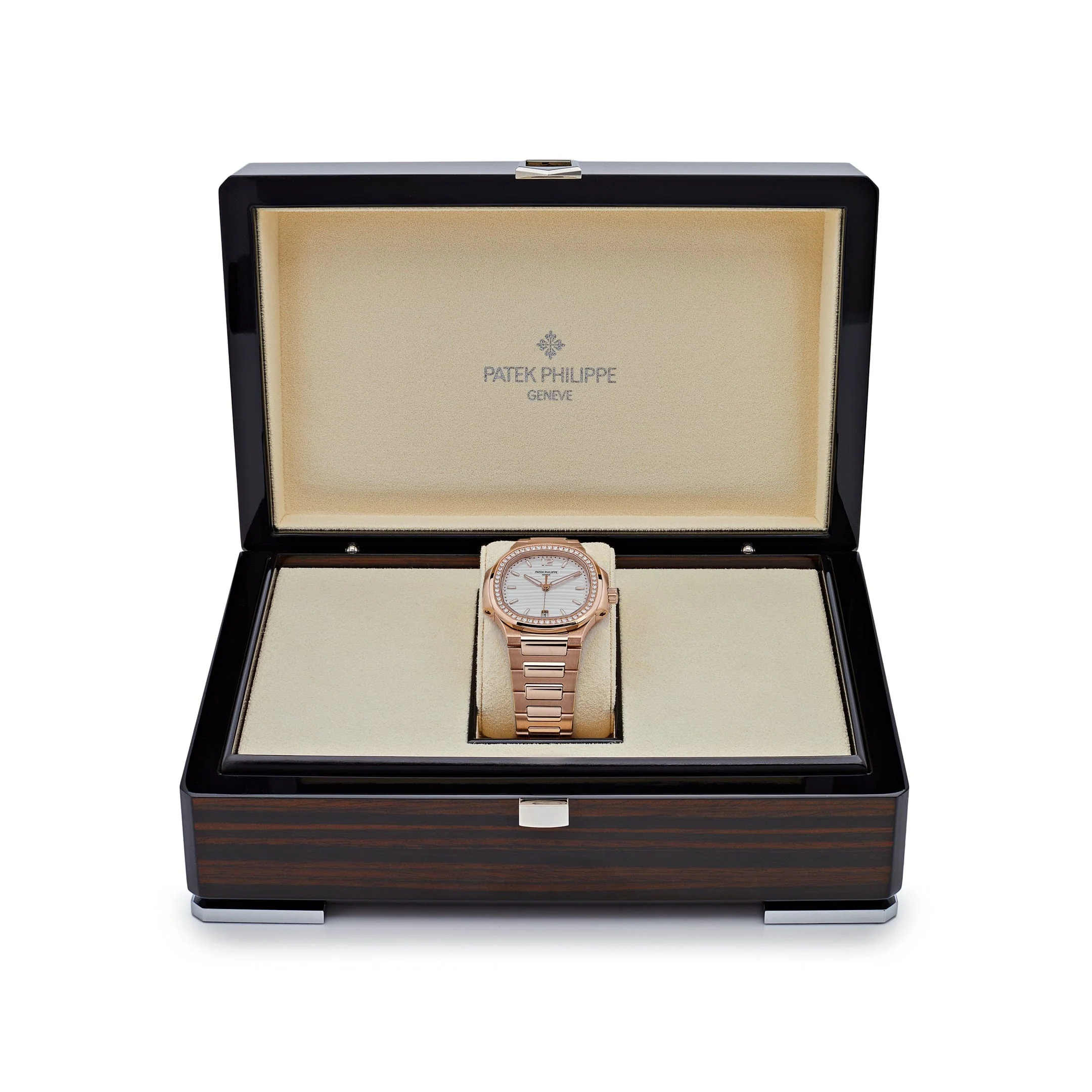 Patek Philippe Nautilus 7118/1200R-001 Ladies Automatic Rose Gold Silver Dial Diamond Bezel - Image 7