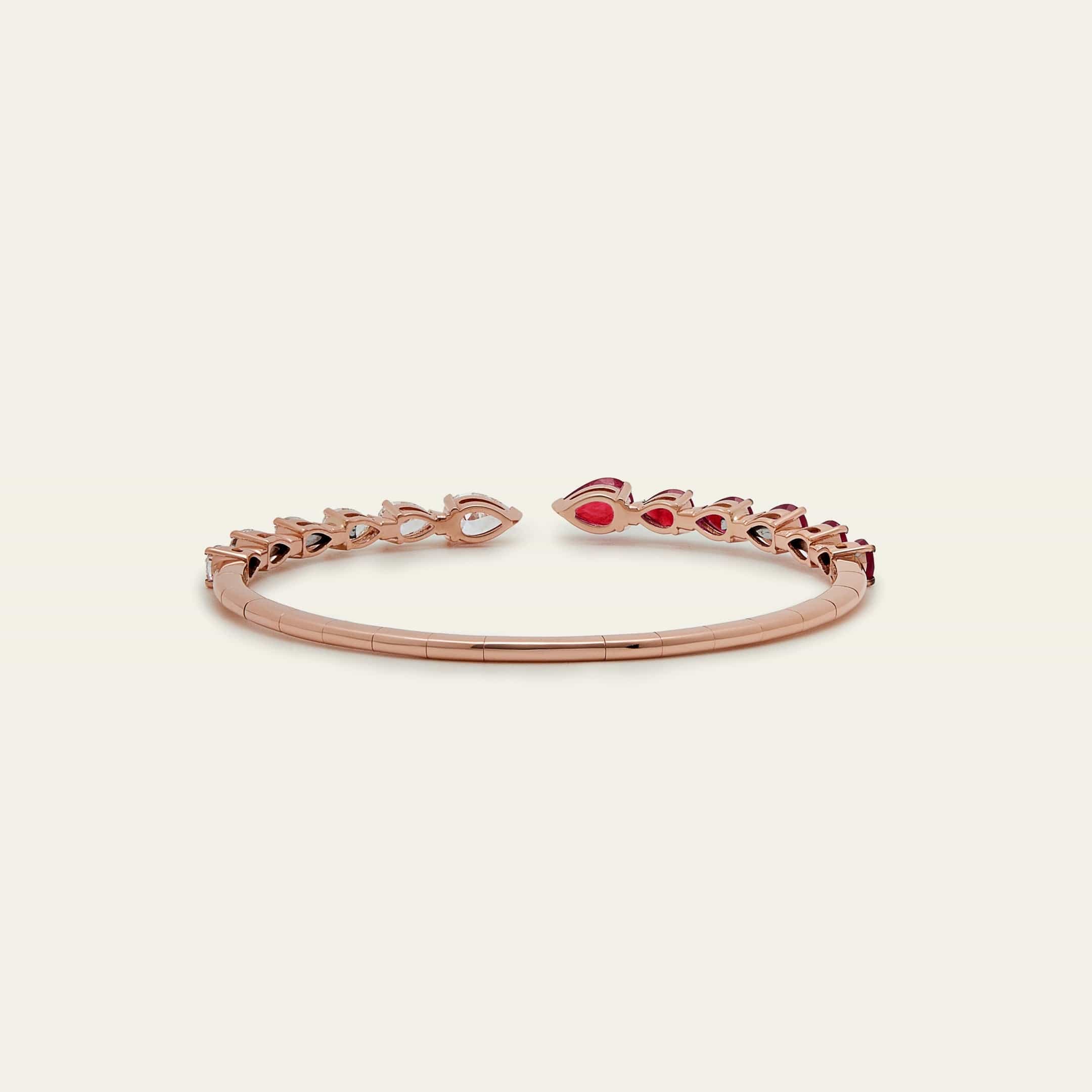 Pear-Shaped Diamond and Ruby Cuff Bracelet - Image 4