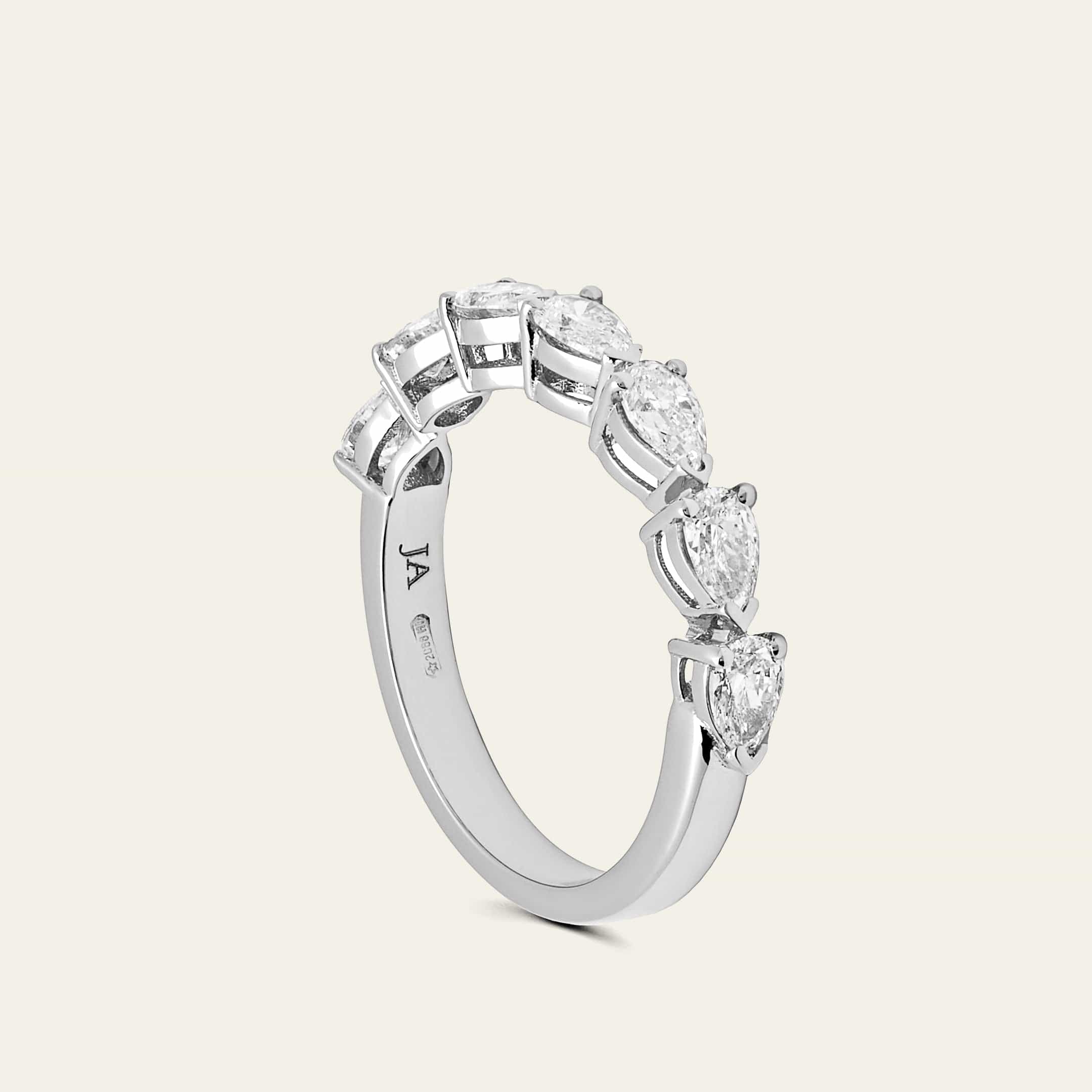 Pear-Shaped Diamond Half Eternity Gold Band - Image 4