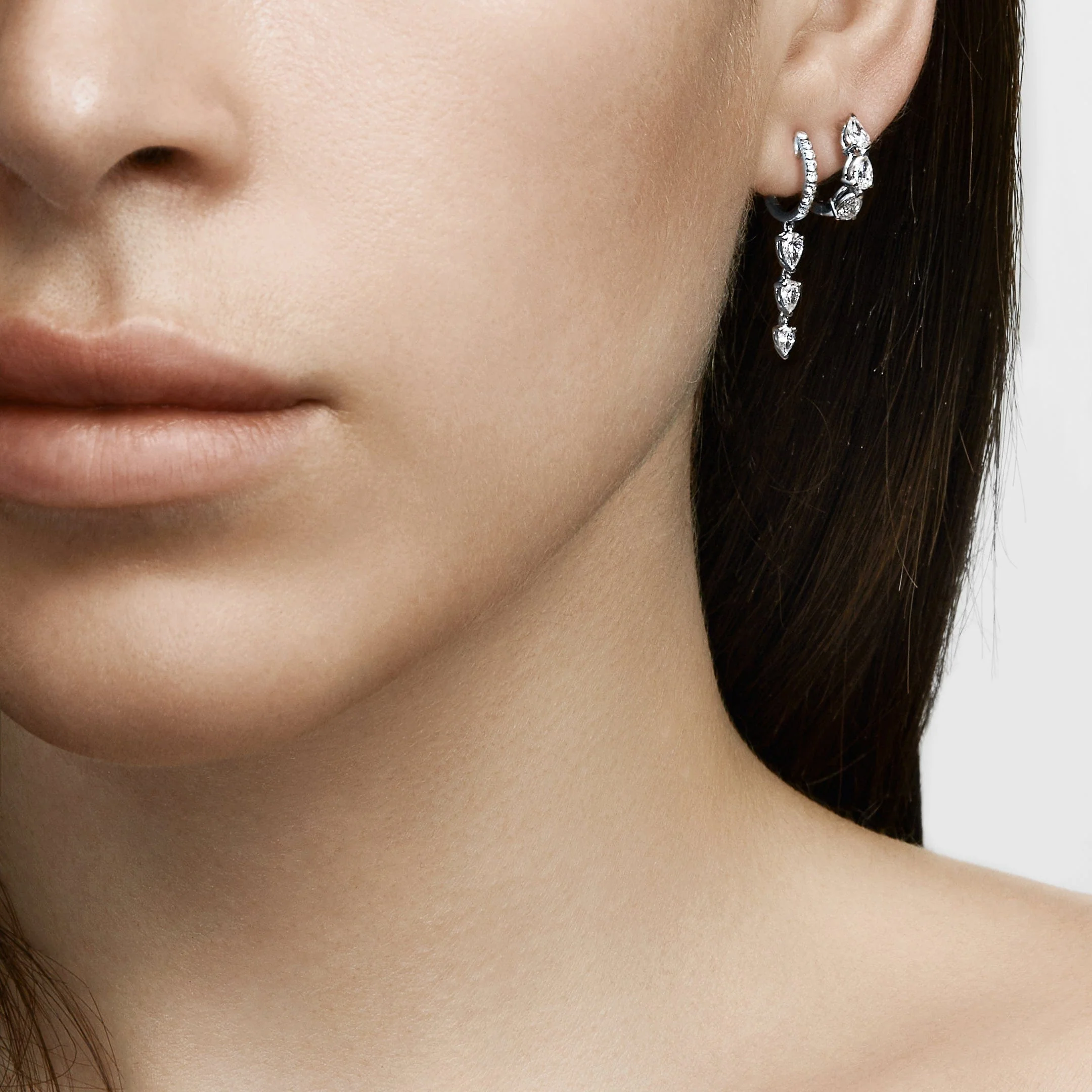 Pear-Shaped Diamond Huggies - Image 2