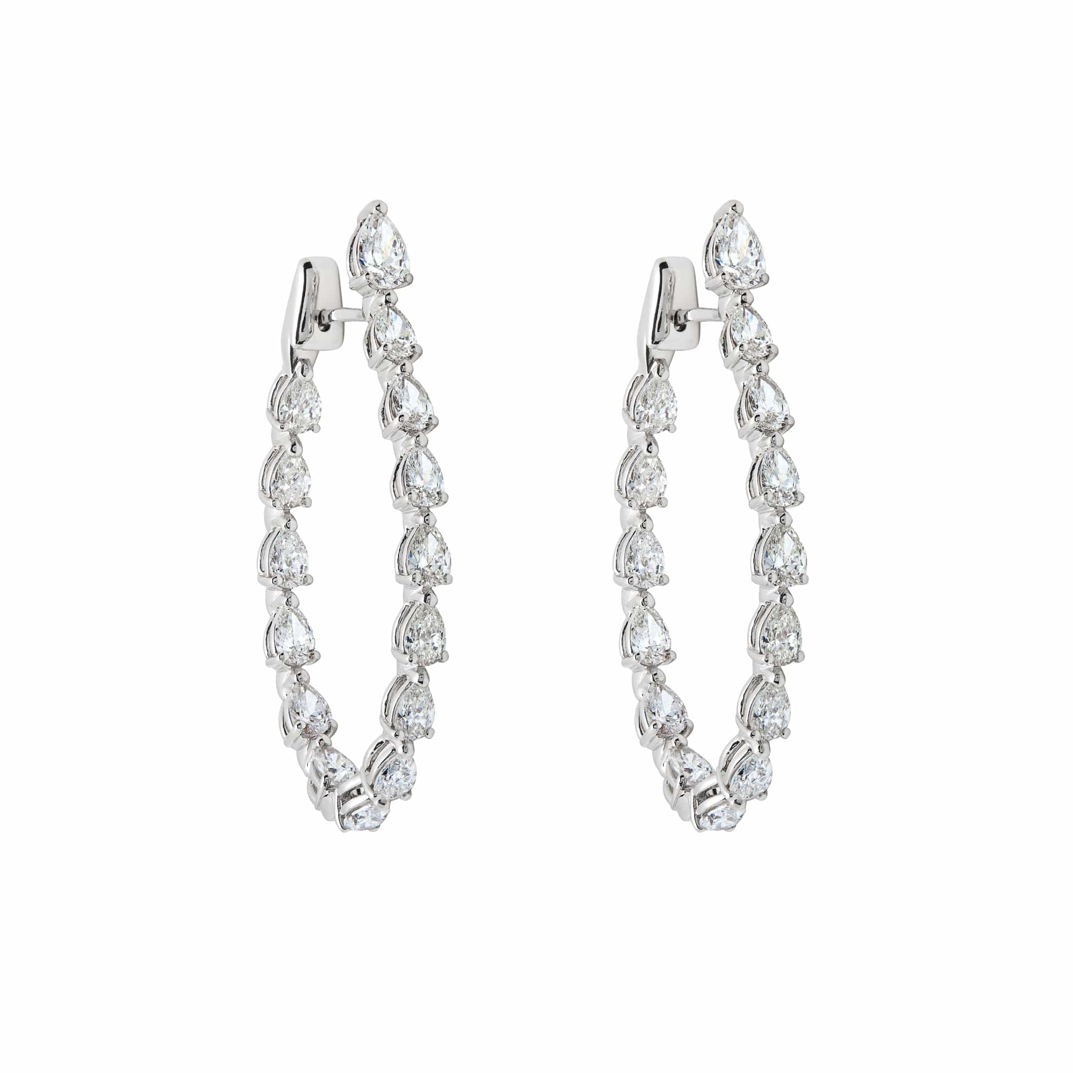 Pear-Shaped Diamond Hoop Earrings - Image 3
