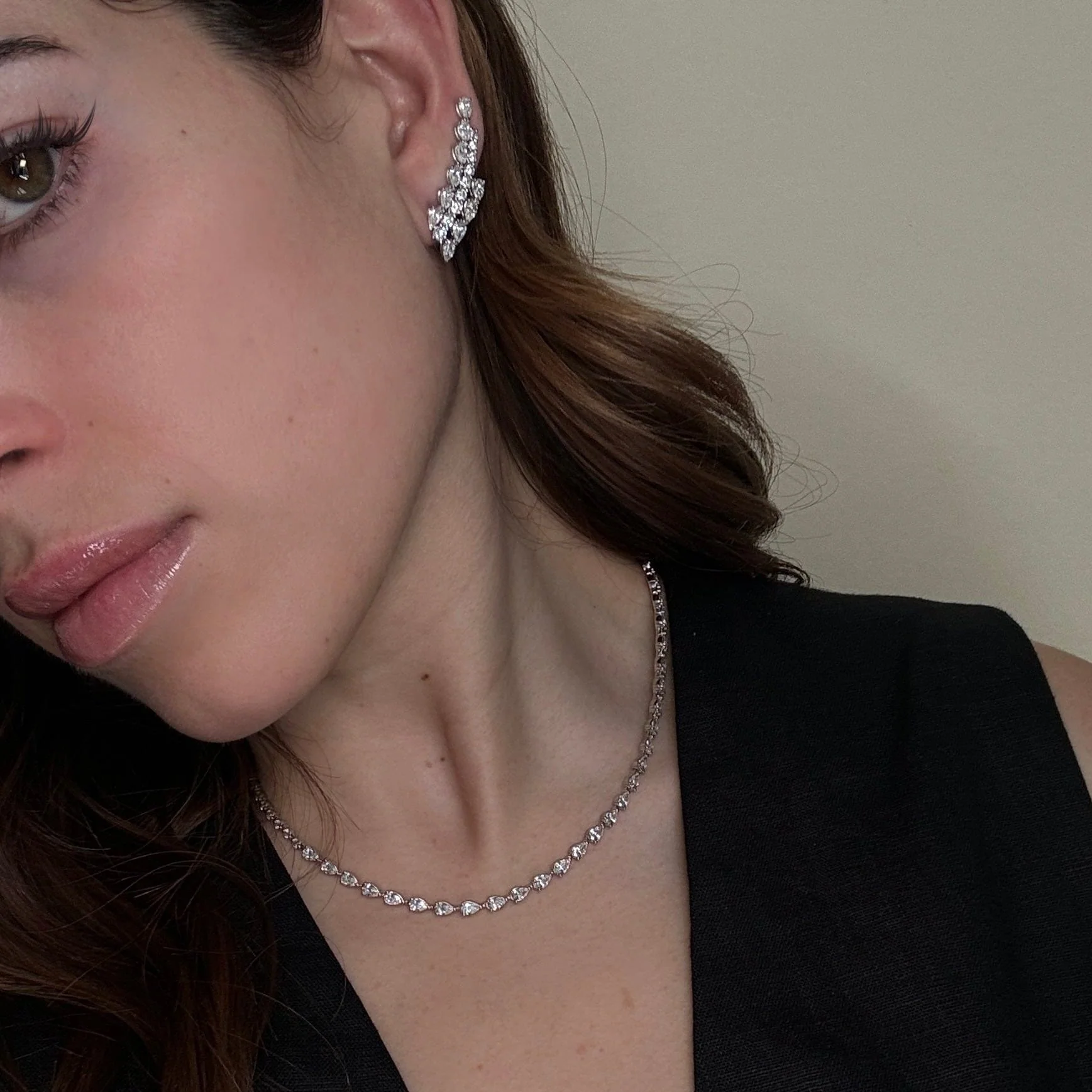 Alina 7 Carat Diamond Pear Diamond Tennis Necklace - Image 3