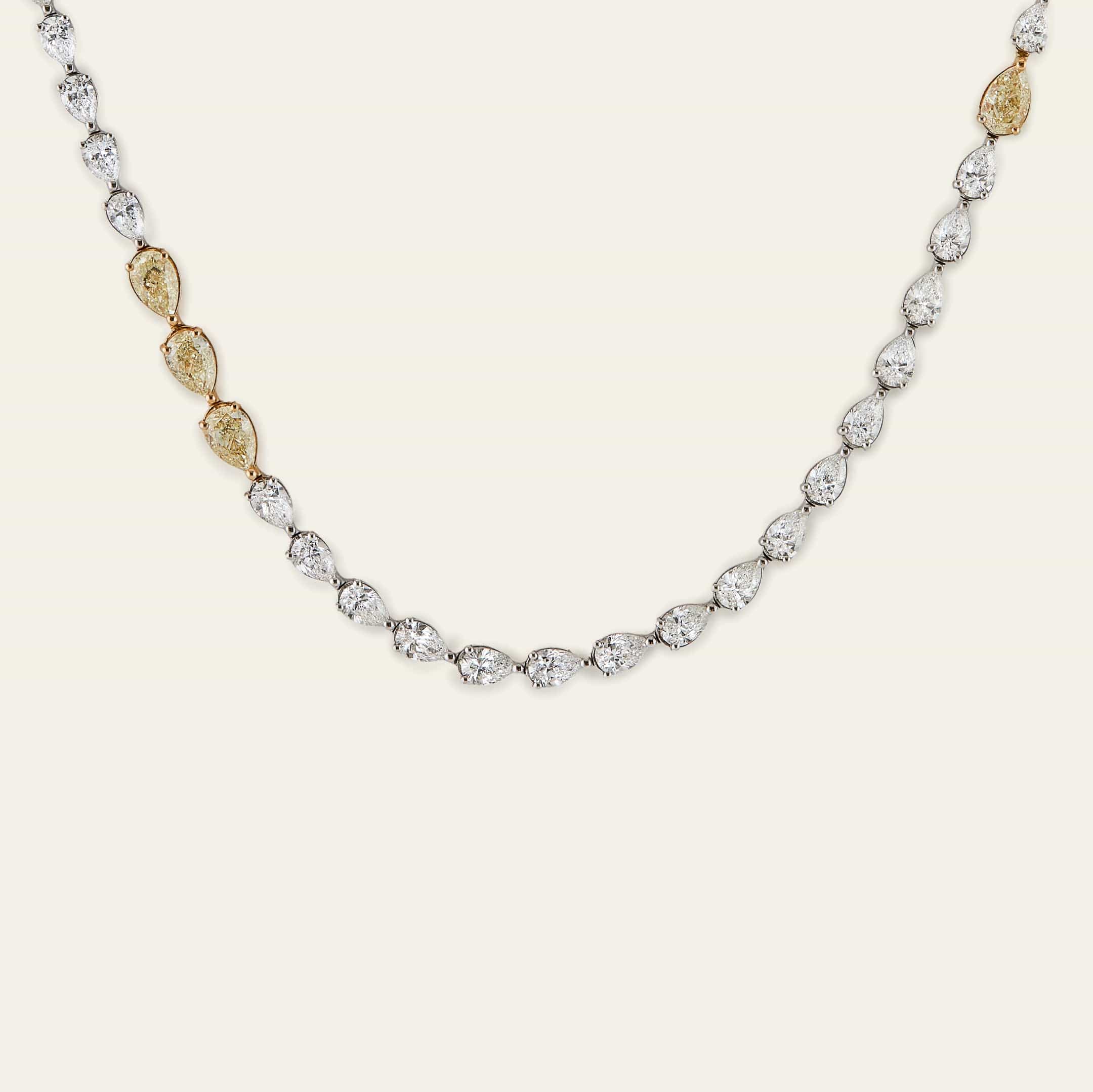 Pear-Shaped Diamond Riviera Tennis Necklace with Yellow Diamonds - Image 4