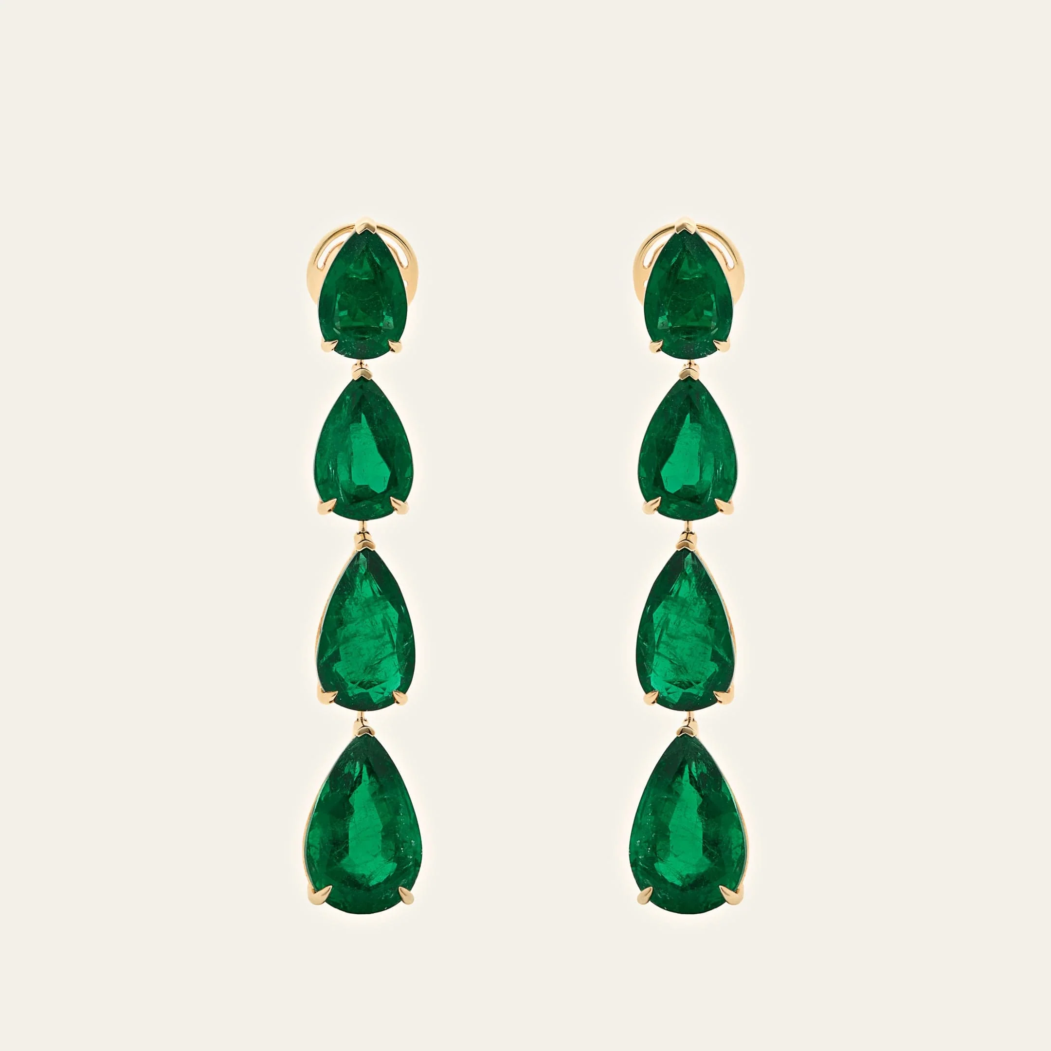 Pear-Shaped Emerald Drop Earrings