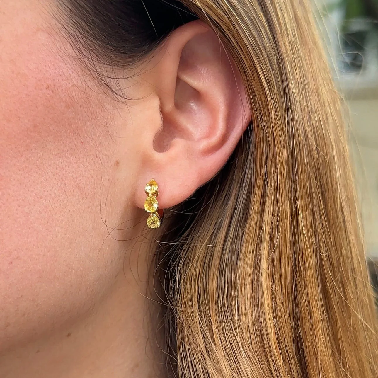 Pear-Shaped Yellow Sapphire Huggies - Image 4