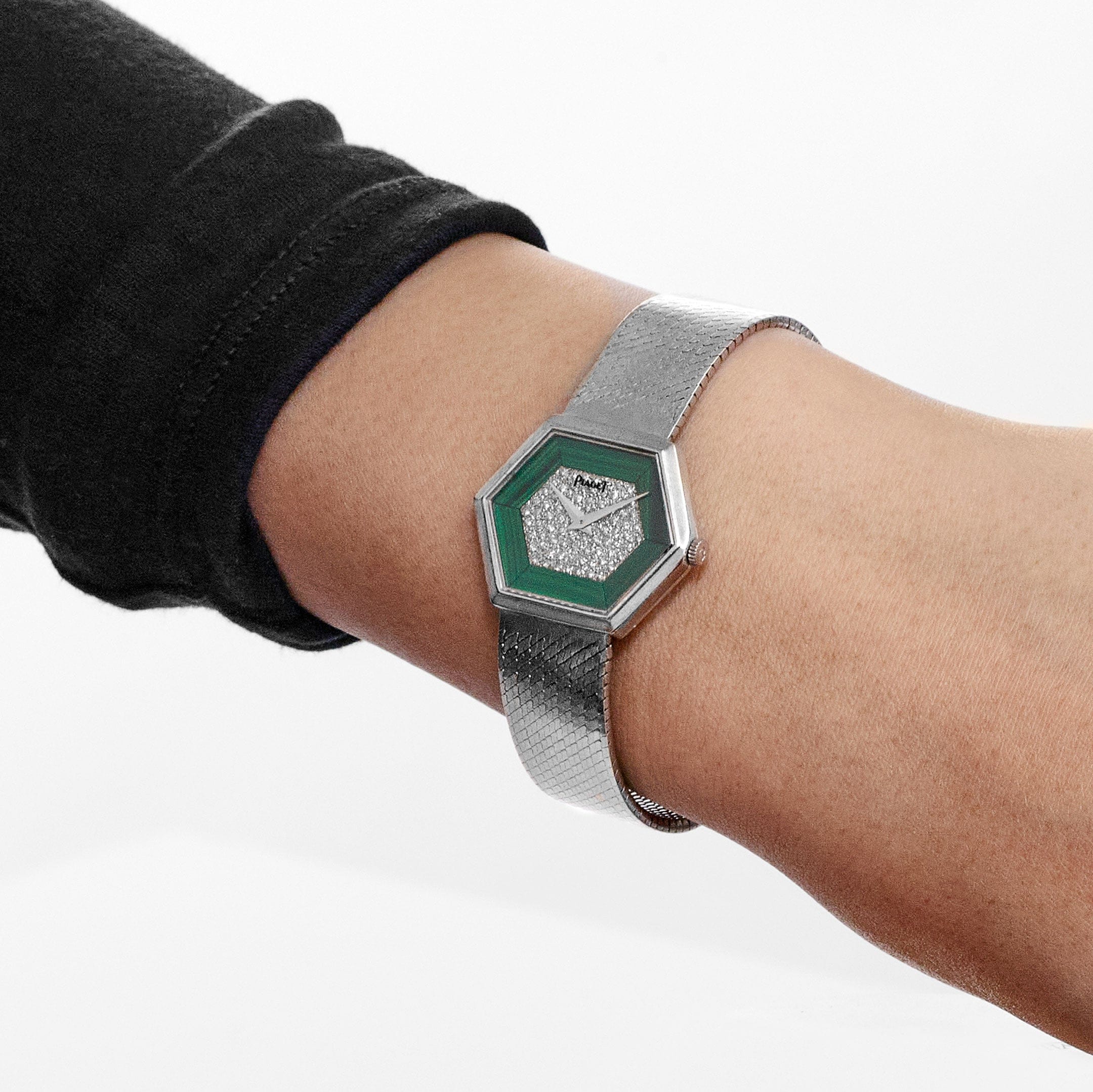 Piaget 9557B2 Hexagon White Gold Malachite Diamond Dial - Image 2
