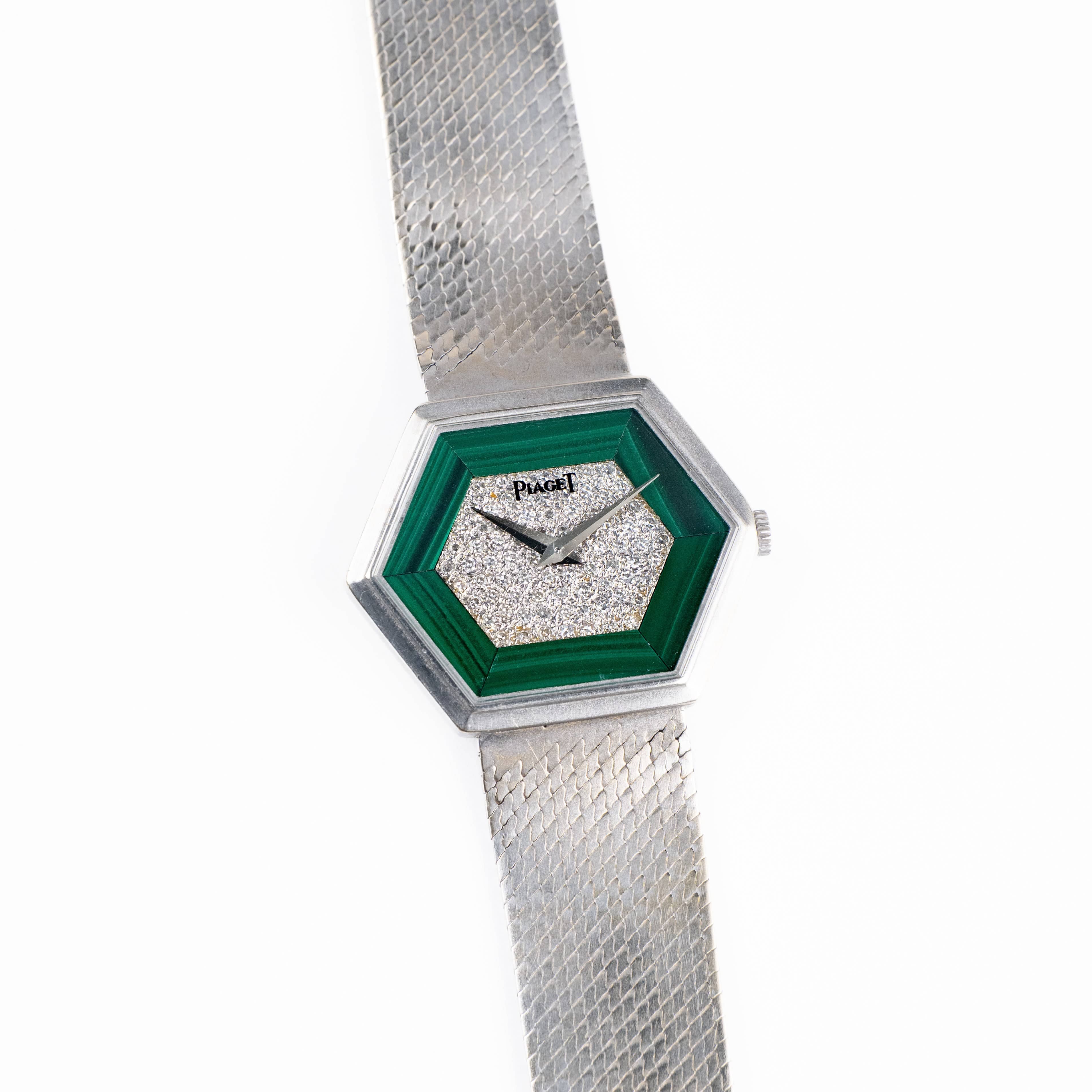 Piaget 9557B2 Hexagon White Gold Malachite Diamond Dial - Image 5