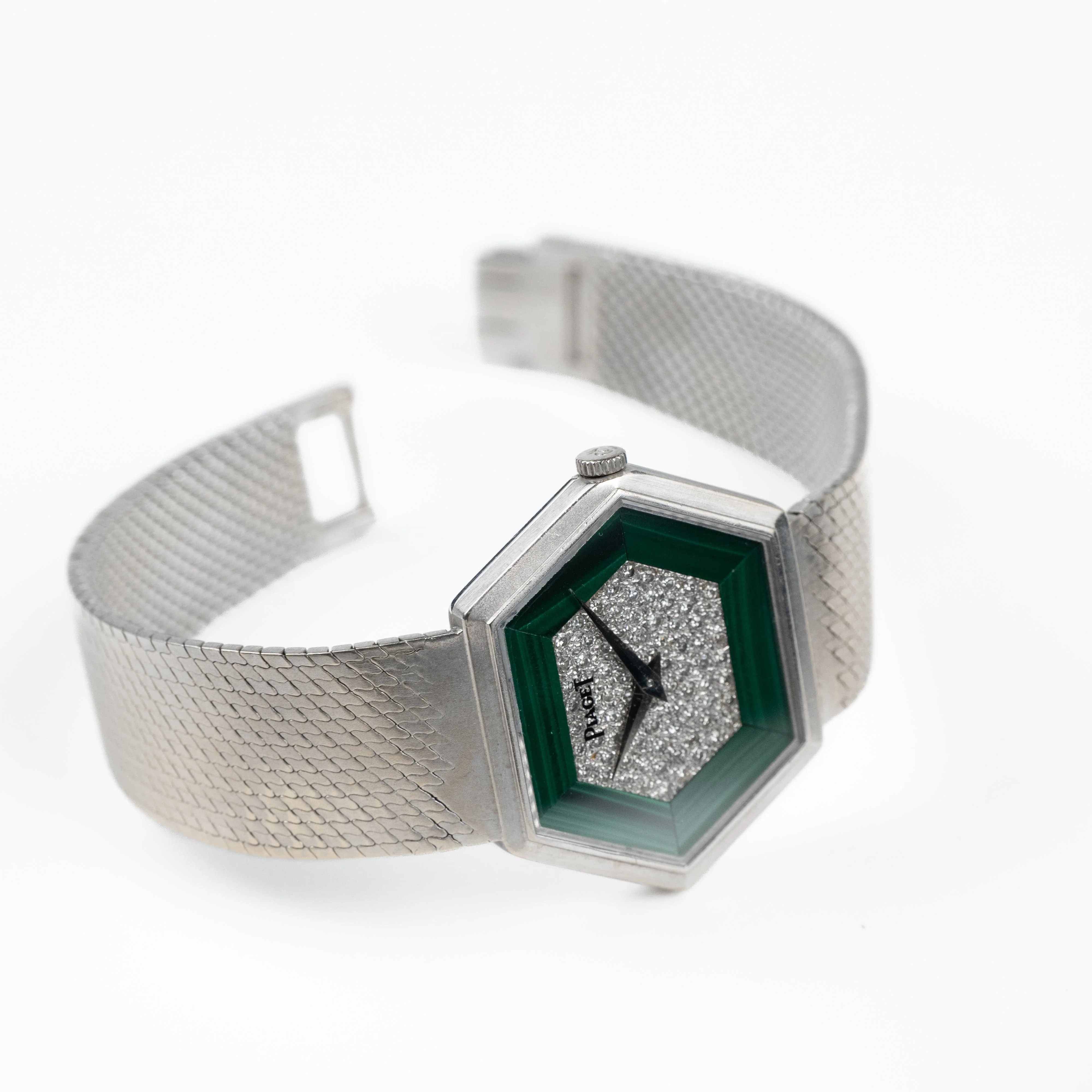 Piaget 9557B2 Hexagon White Gold Malachite Diamond Dial - Image 6