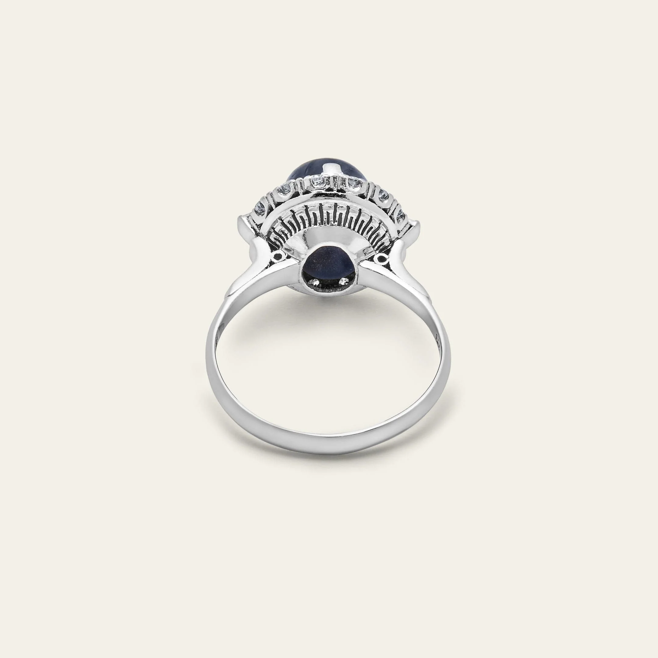 Platinum Antique Sapphire and Diamond Ring - Image 3