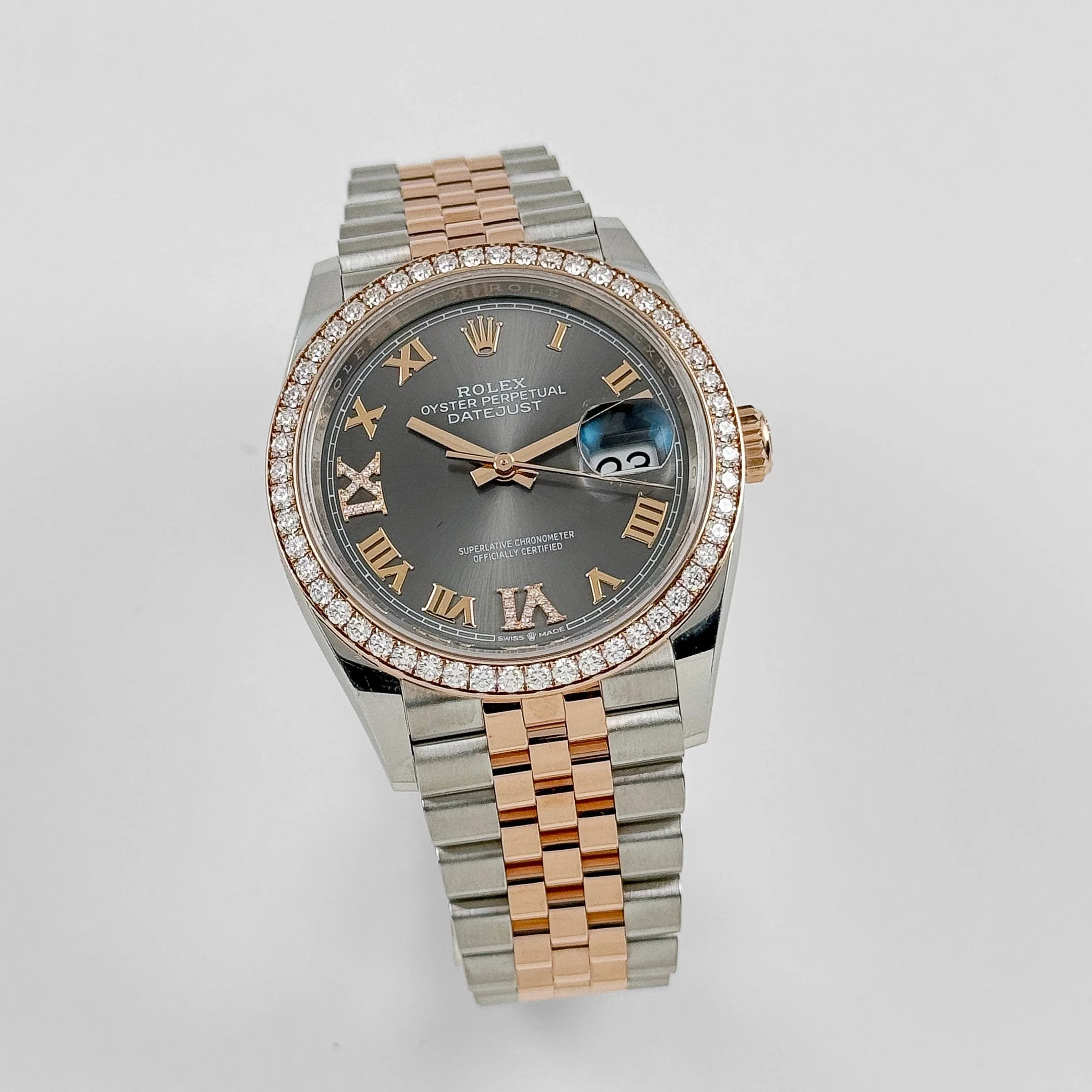 Rolex Datejust 126281RBR Rose Gold Stainless Steel Slate Diamond Dial Diamond Bezel (2025) - Image 10