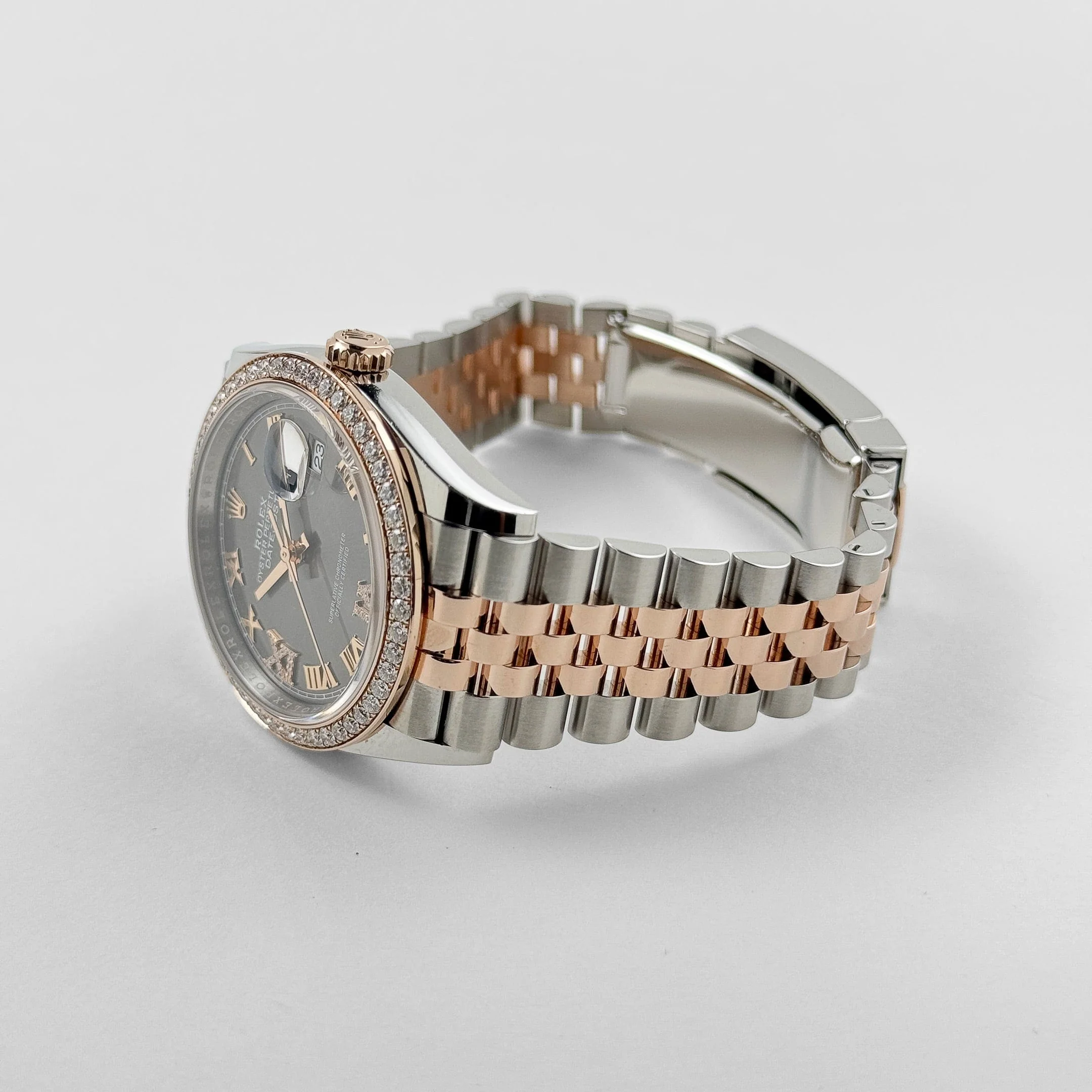 Rolex Datejust 126281RBR Rose Gold Stainless Steel Slate Diamond Dial Diamond Bezel (2025) - Image 12