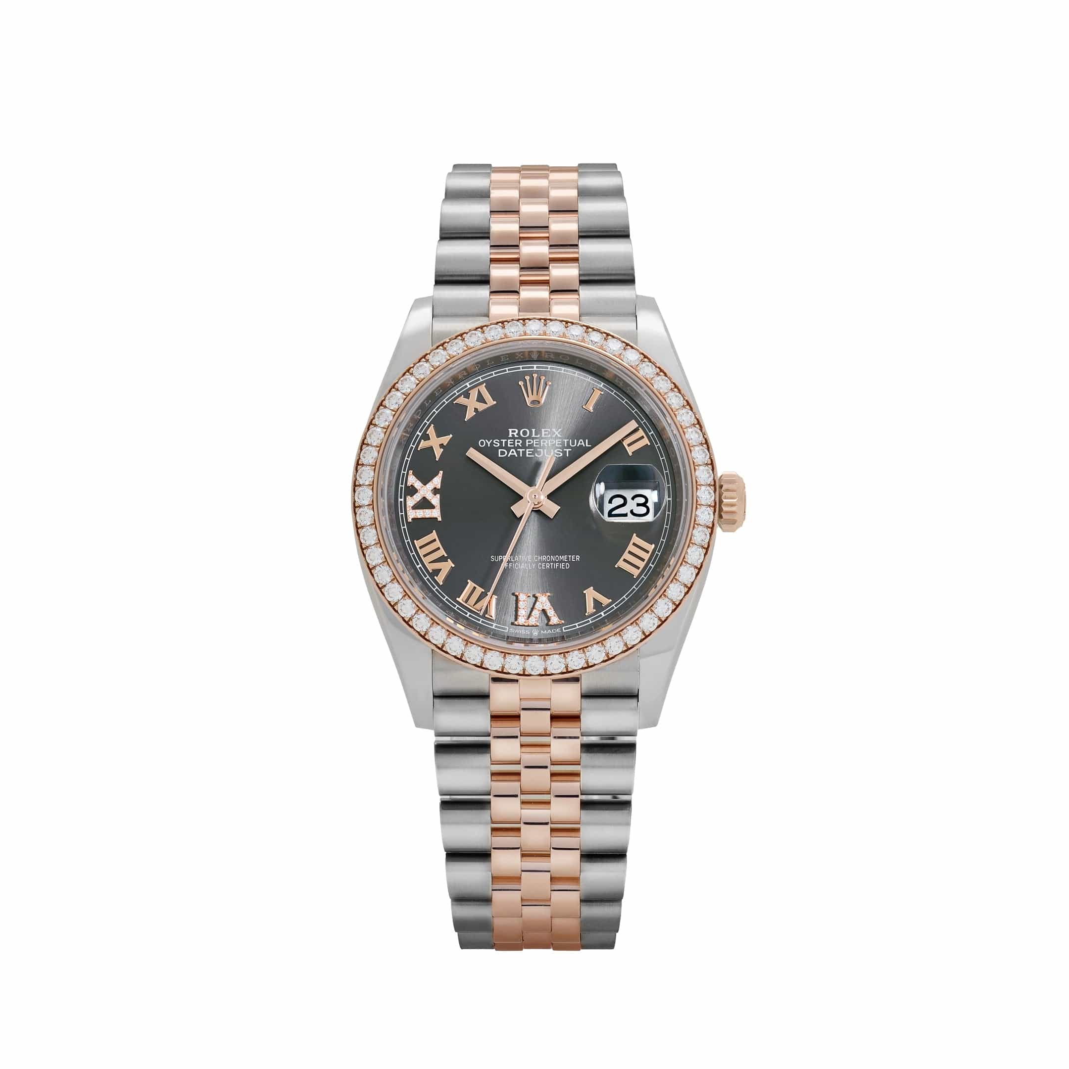 Rolex Datejust 126281RBR Rose Gold Stainless Steel Slate Diamond Dial Diamond Bezel (2025) - Image 20
