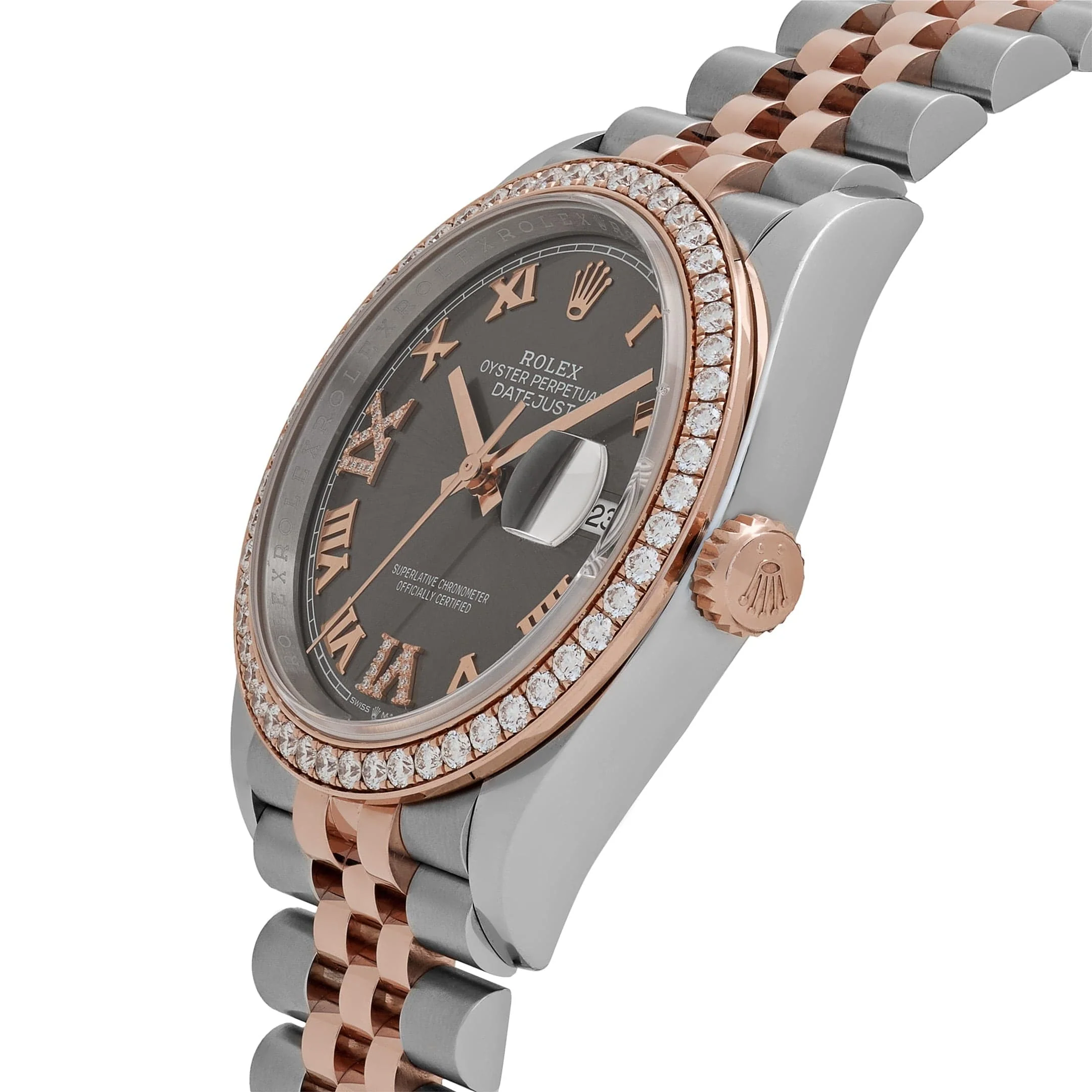 Rolex Datejust 126281RBR Rose Gold Stainless Steel Slate Diamond Dial Diamond Bezel (2025) - Image 6