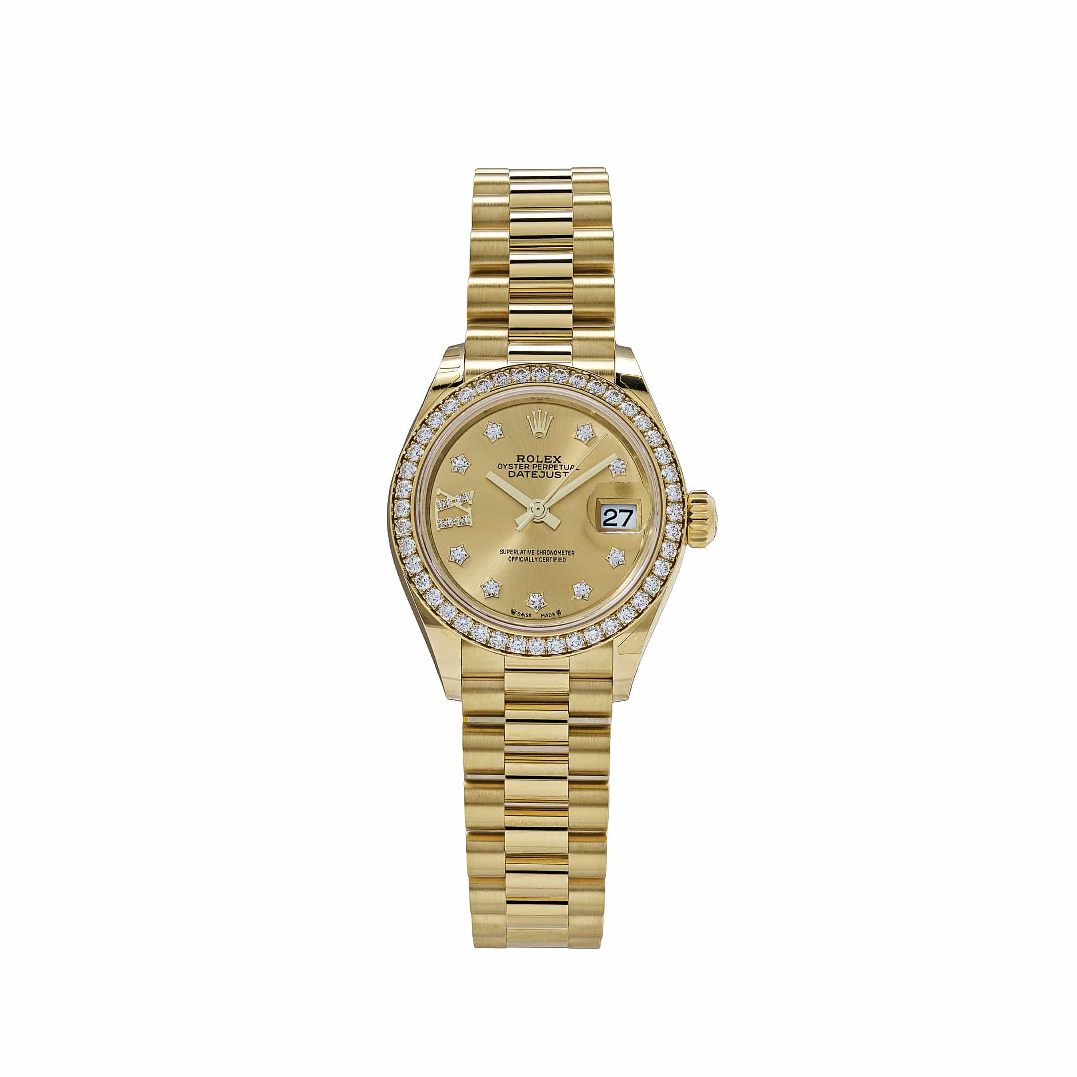 Rolex Datejust 28 279138RBR 'Ladies' Yellow Gold Champagne Diamond Dial President (2025) - Image 3