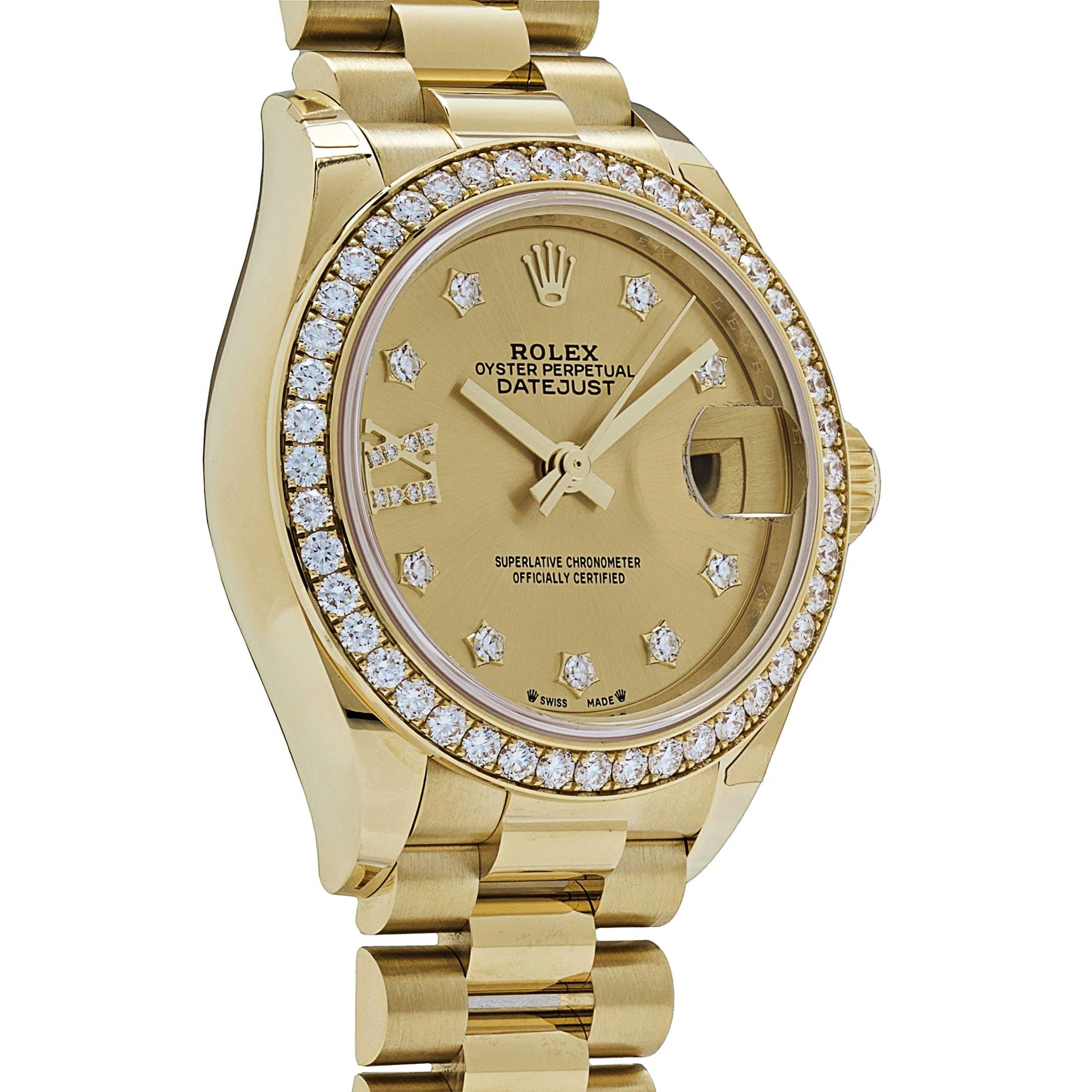 Rolex Datejust 28 279138RBR 'Ladies' Yellow Gold Champagne Diamond Dial President (2025) - Image 8