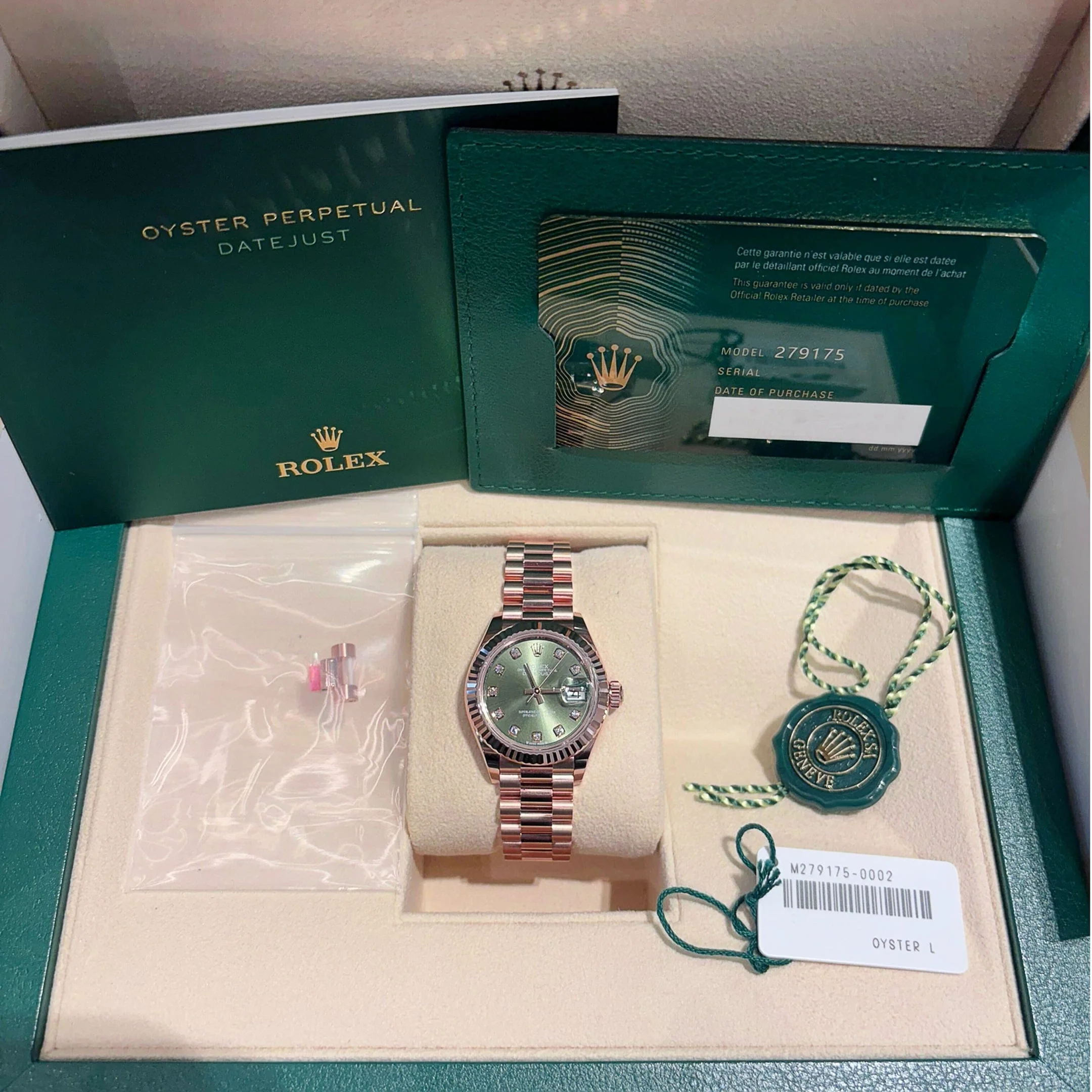 Rolex Datejust 28 279175 'Ladies' Rose Gold Olive Diamond Dial (2025) - Image 11