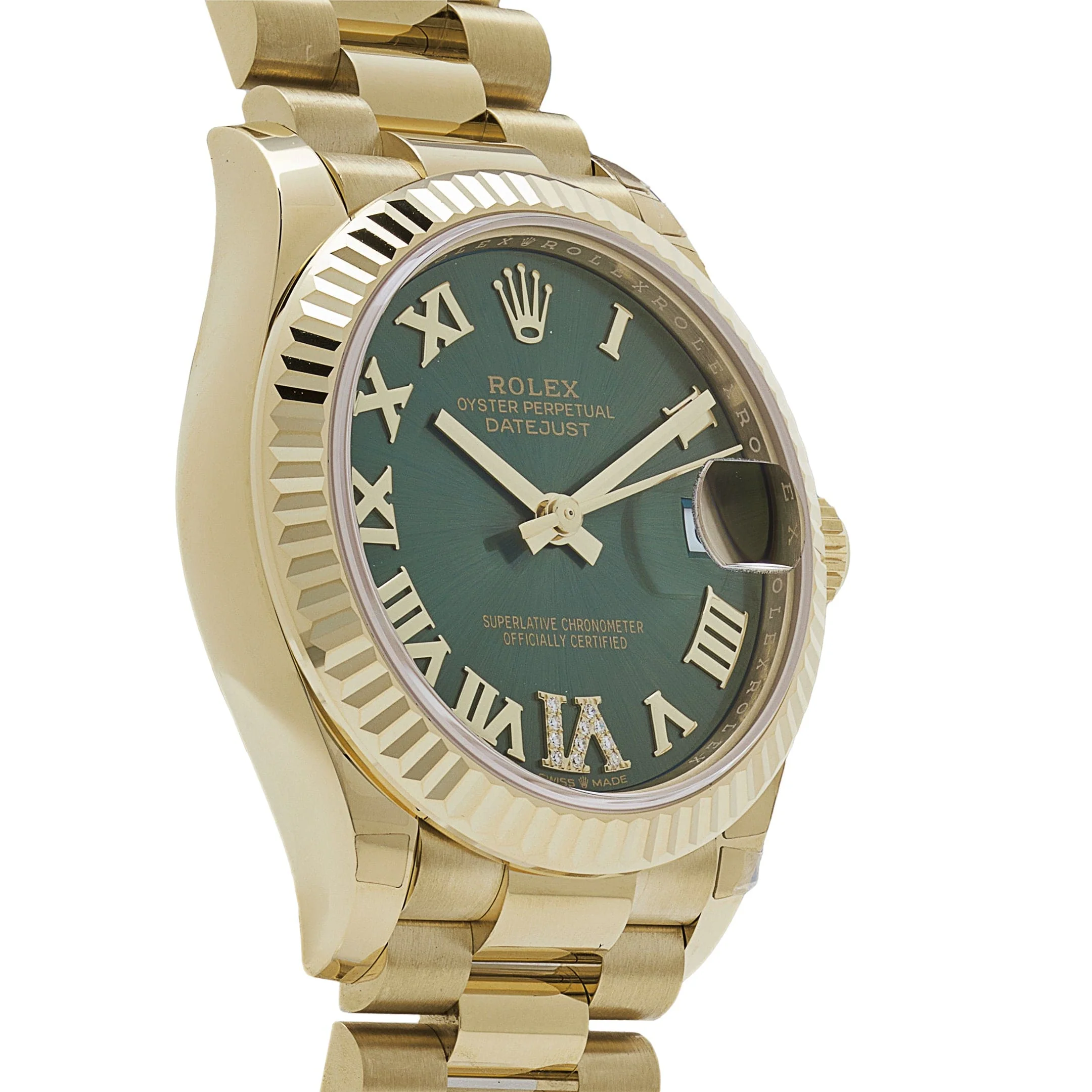 Rolex Datejust 31 278278 'Ladies' Yellow Gold Diamond Green Dial President (2023) - Image 5