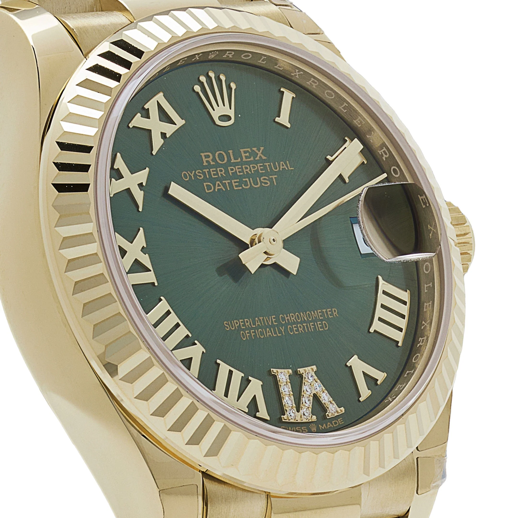 Rolex Datejust 31 278278 'Ladies' Yellow Gold Diamond Green Dial President (2023) - Image 6