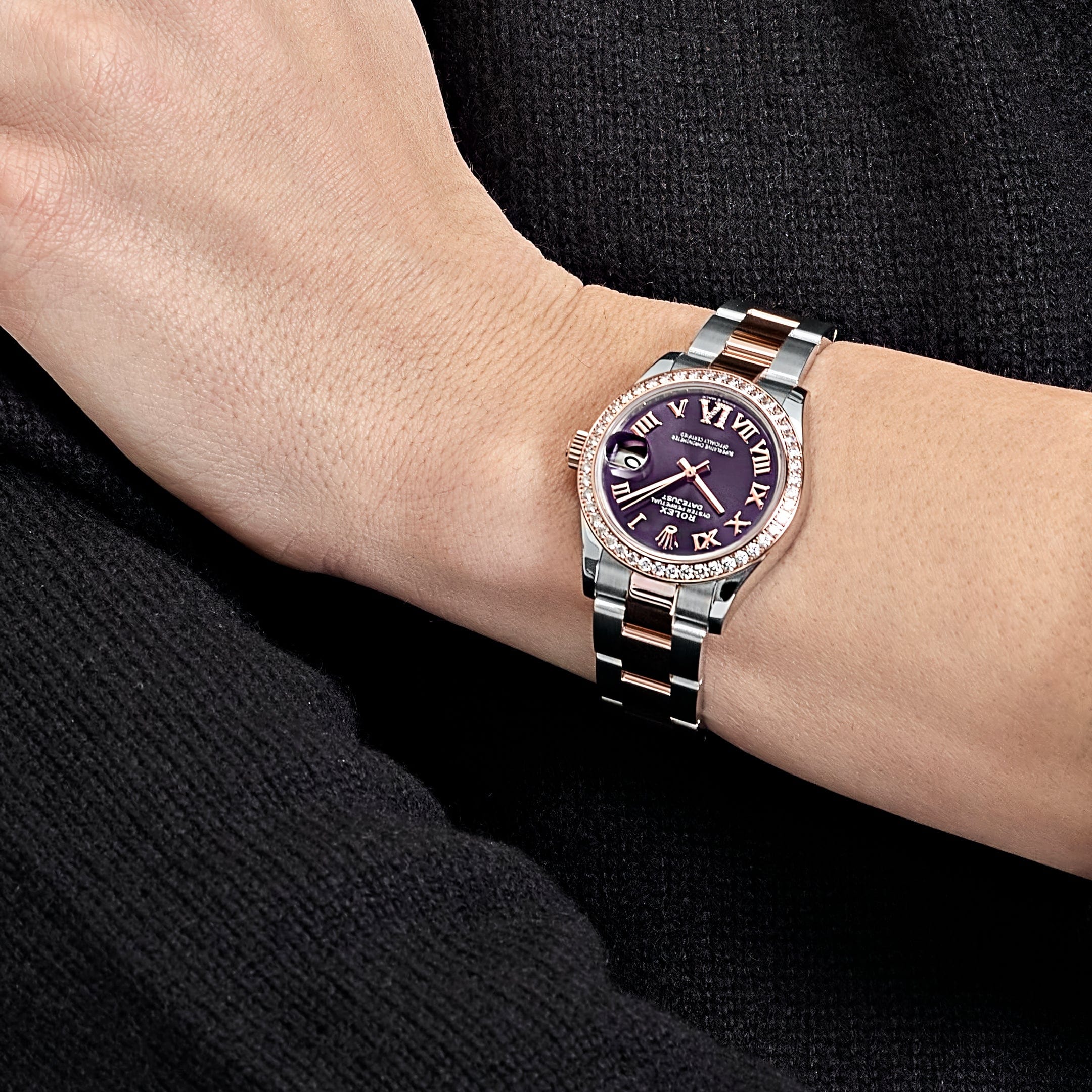Rolex Datejust 31 278381RBR 'Ladies' Stainless Steel Rose Gold Aubergine Purple Dial Diamond Bezel Oyster (2022) - Image 2