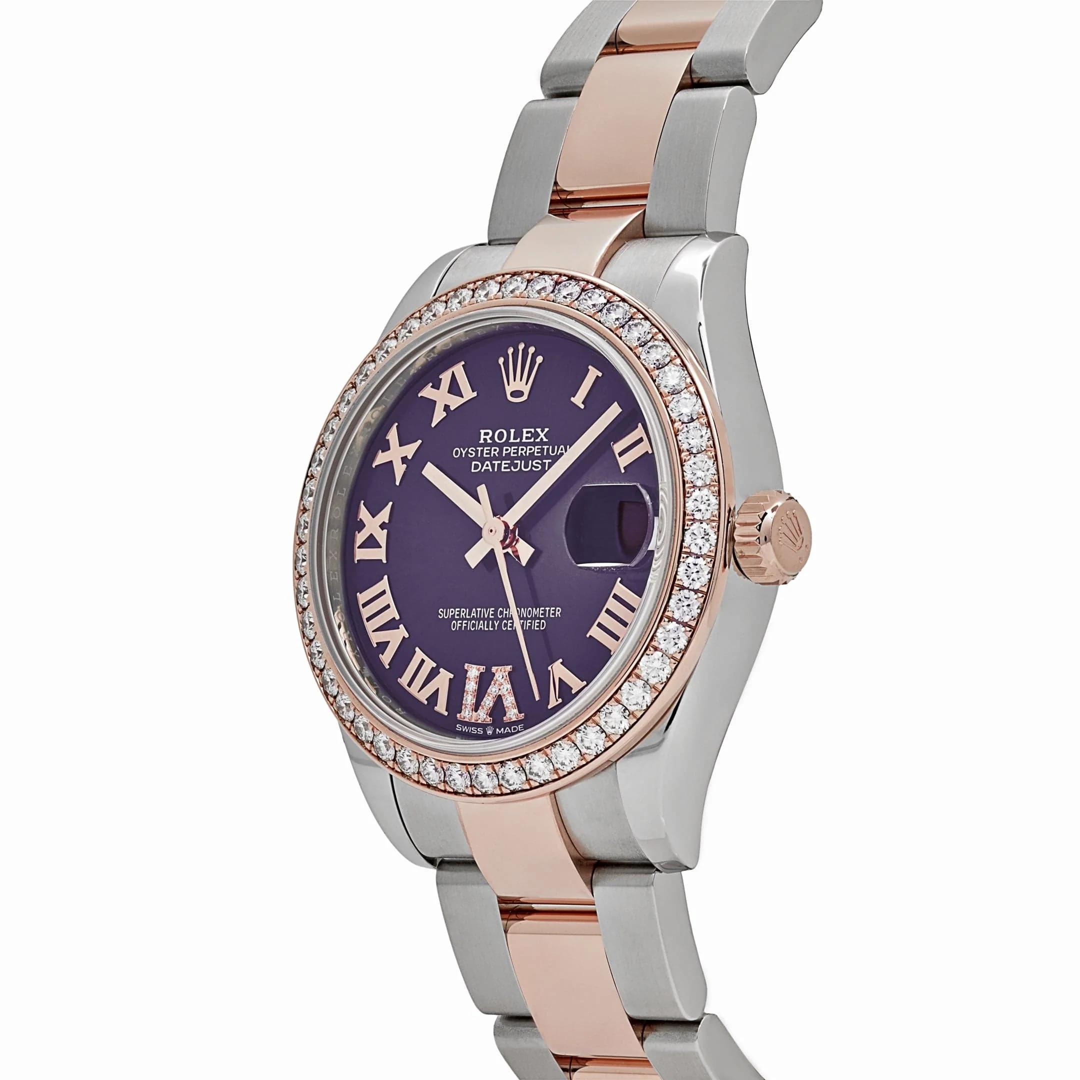 Rolex Datejust 31 278381RBR 'Ladies' Stainless Steel Rose Gold Aubergine Purple Dial Diamond Bezel Oyster (2022) - Image 3