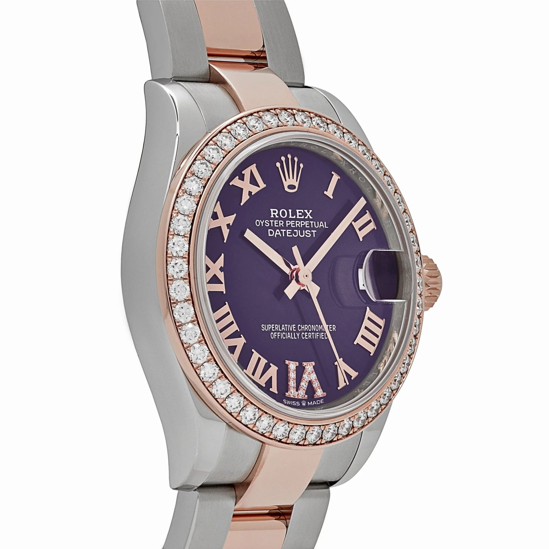 Rolex Datejust 31 278381RBR 'Ladies' Stainless Steel Rose Gold Aubergine Purple Dial Diamond Bezel Oyster (2022) - Image 4