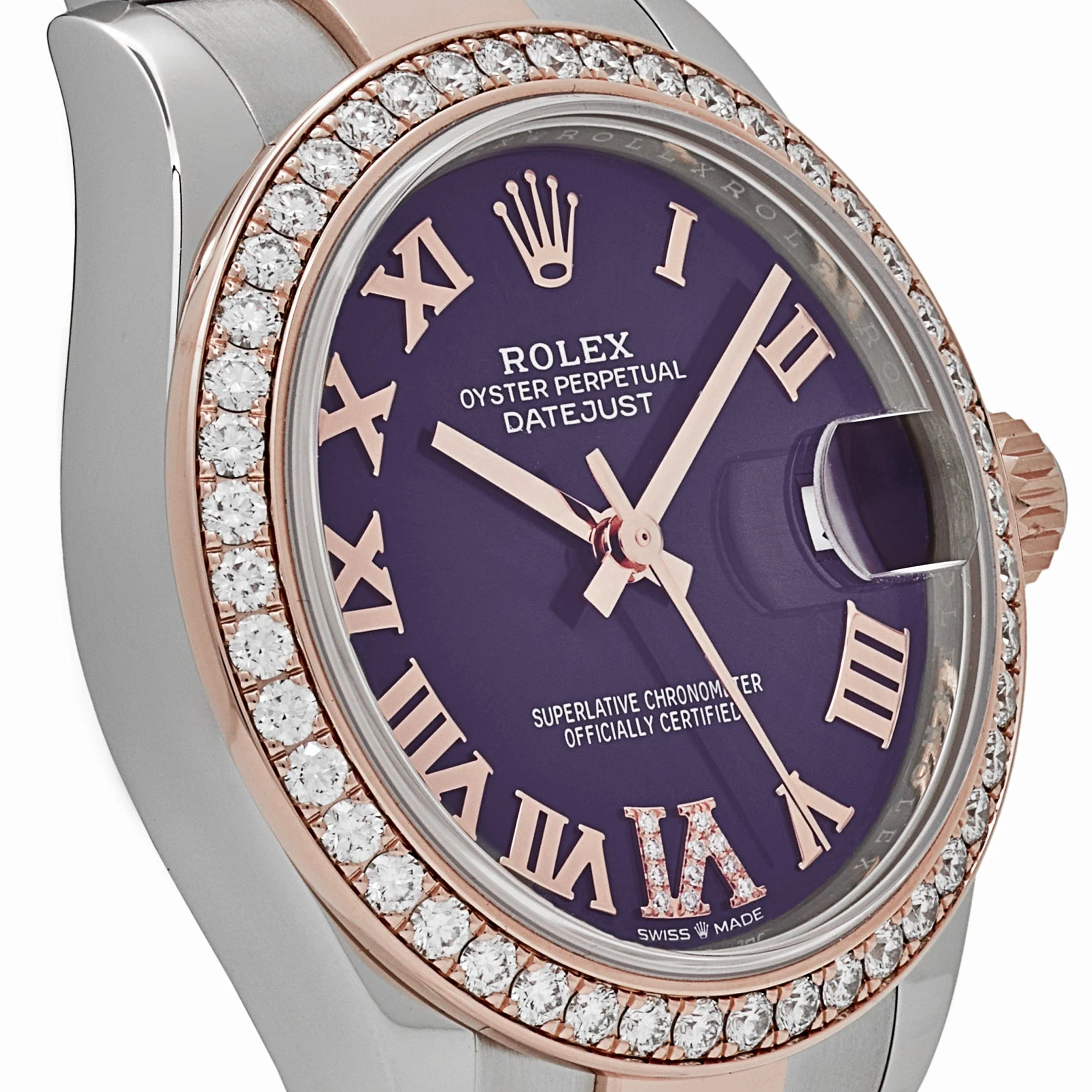 Rolex Datejust 31 278381RBR 'Ladies' Stainless Steel Rose Gold Aubergine Purple Dial Diamond Bezel Oyster (2022) - Image 5