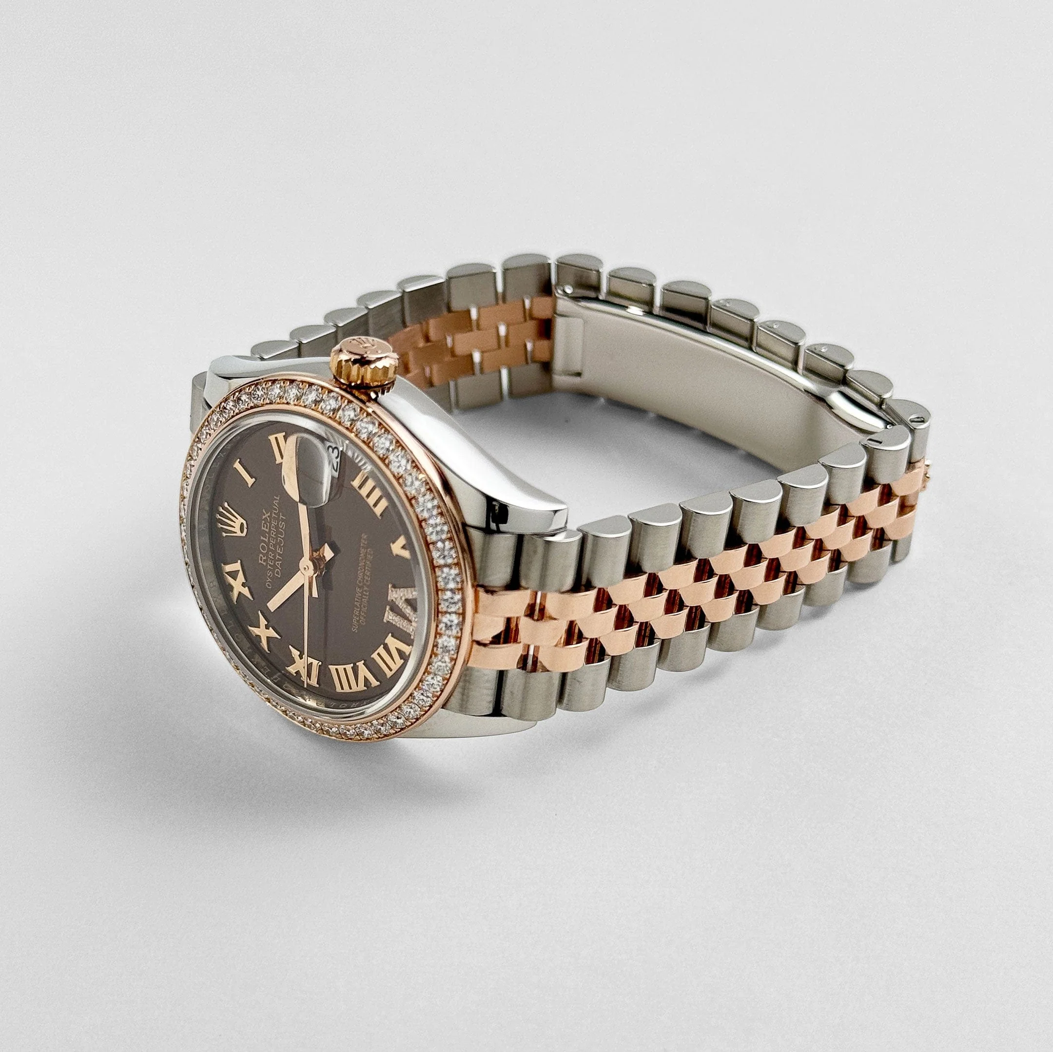 Rolex Datejust 31 278381RBR 'Ladies' Stainless Steel Rose Gold Brown Roman Numerals Diamond Dial Diamond Bezel Jubilee (2025) - Image 3