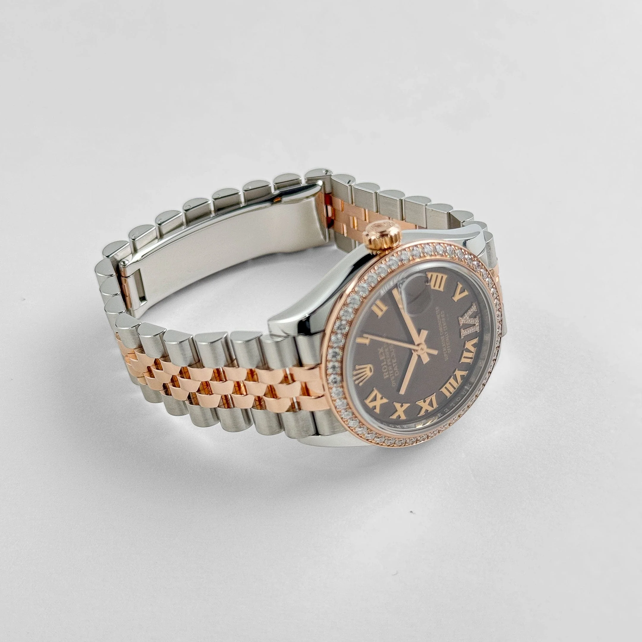 Rolex Datejust 31 278381RBR 'Ladies' Stainless Steel Rose Gold Brown Roman Numerals Diamond Dial Diamond Bezel Jubilee (2025) - Image 4