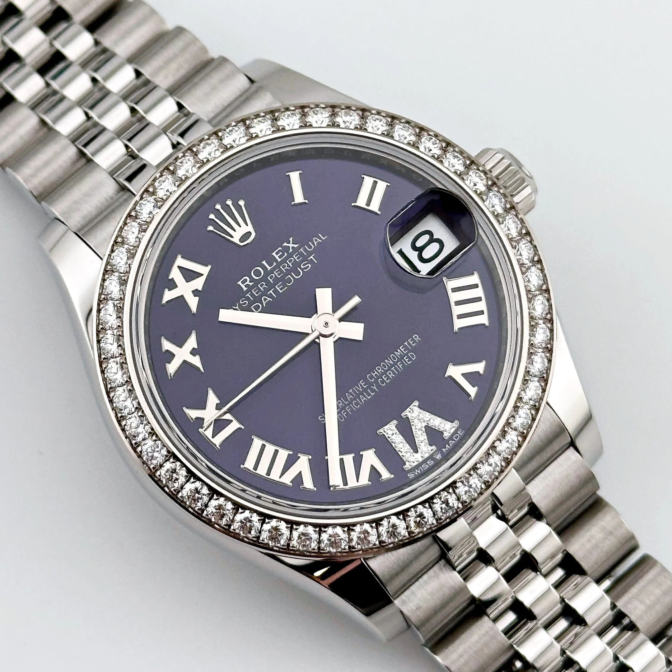 Rolex Datejust 31 278384RBR 'Ladies' Stainless Steel Diamond Bezel Violet Roman Dial Jubilee - Image 2