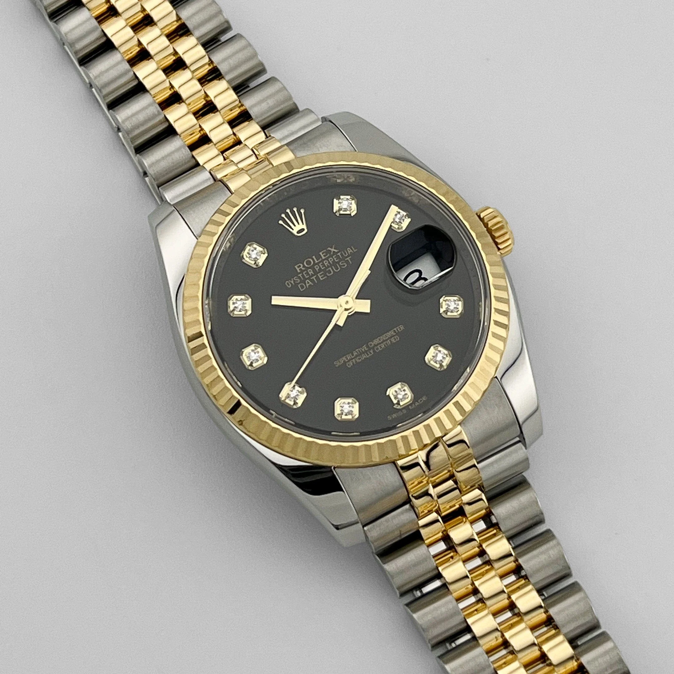 Rolex Datejust 36 116233 Yellow Gold Stainless Steel Black Diamond Dial Jubilee (2013) - Image 3