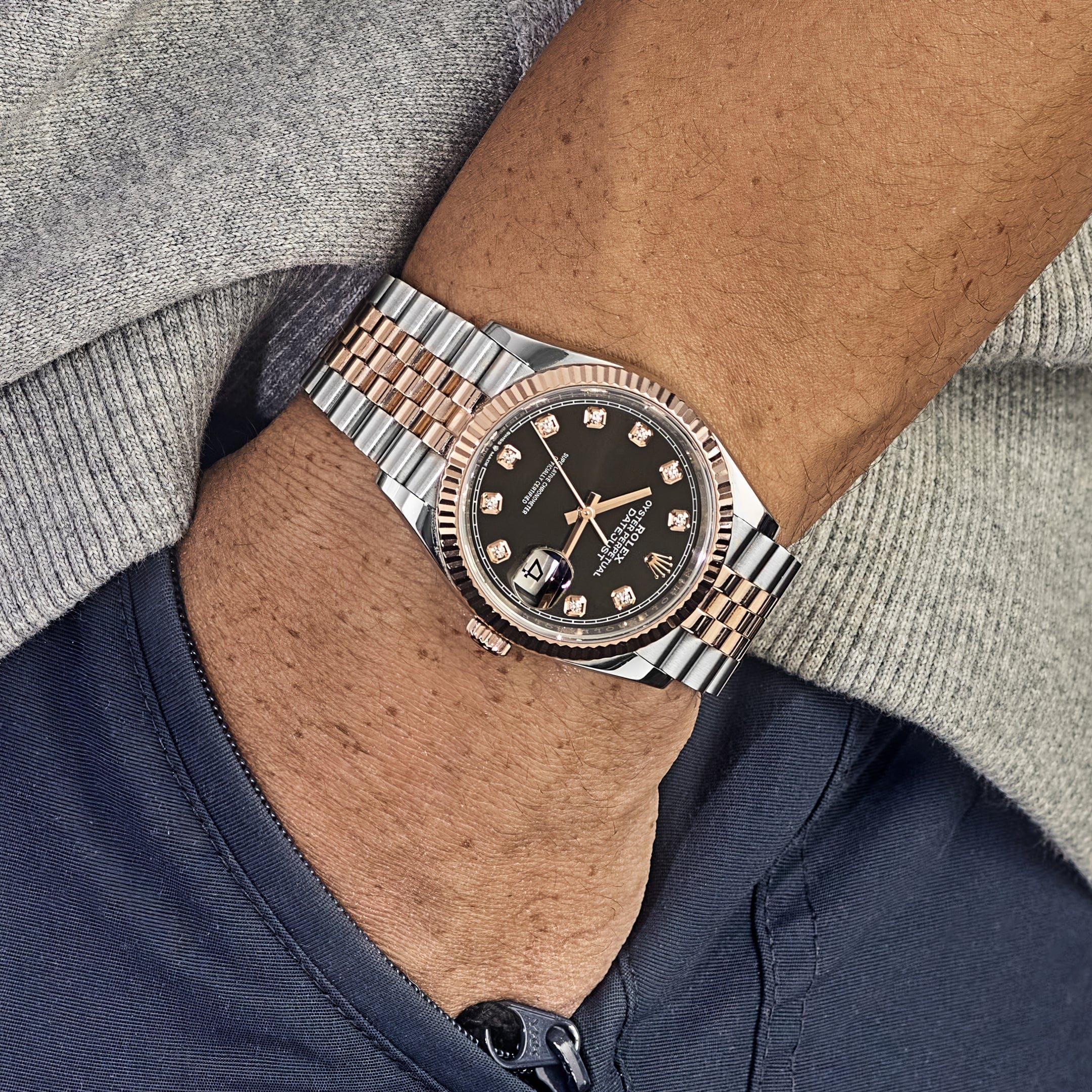Rolex Datejust 36 126231 Rose Gold Stainless Steel Black Diamond Dial (2019) - Image 16