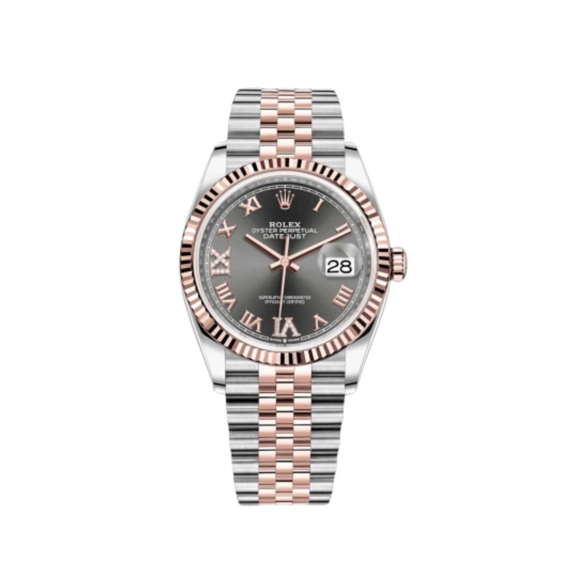 Rolex Datejust 36 126231 Rose Gold Stainless Steel Dark Rhodium Roman Numerals Diamond Dial Jubilee (2020) - Image 11