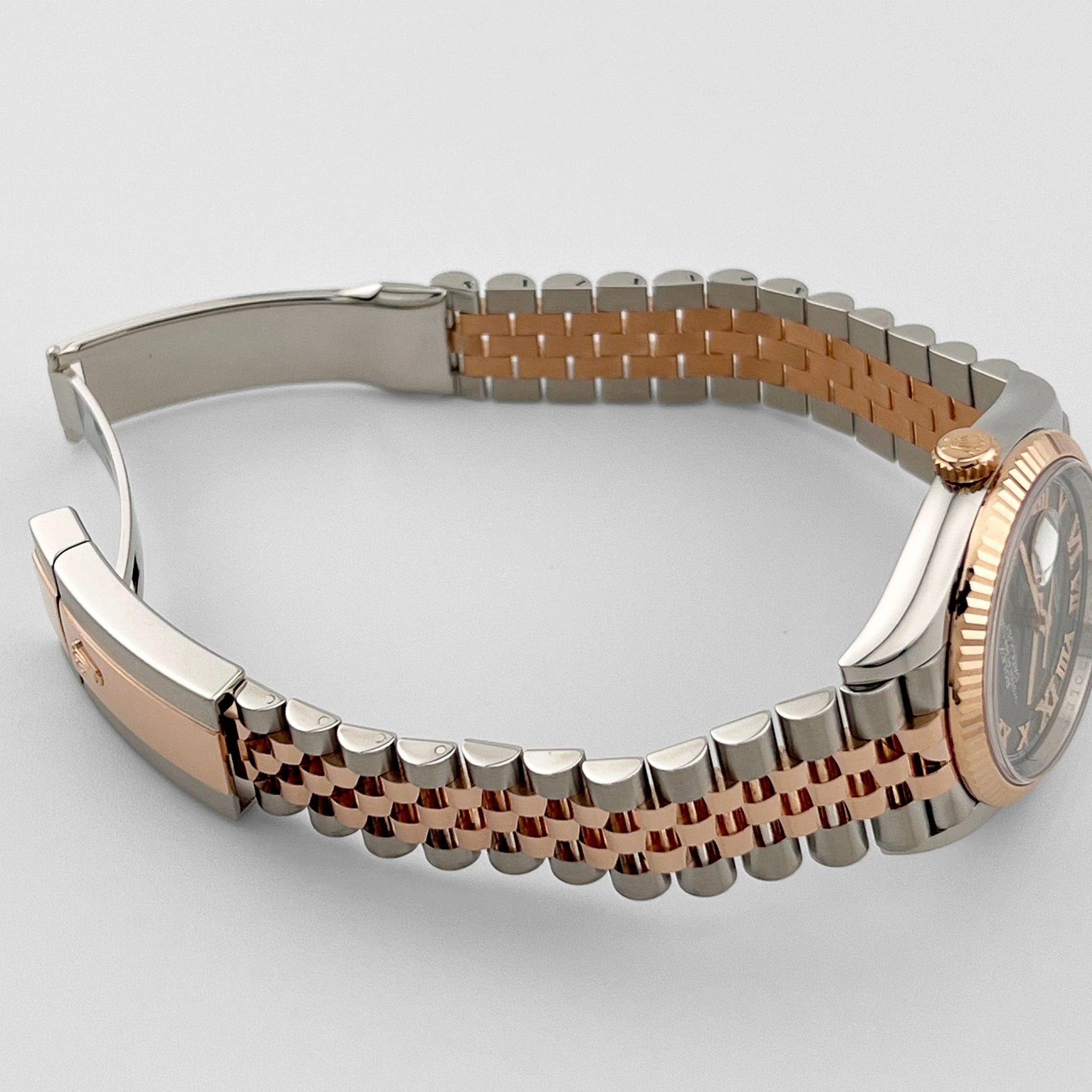 Rolex Datejust 36 126231 Rose Gold Stainless Steel Dark Rhodium Roman Numerals Diamond Dial Jubilee (2020) - Image 6
