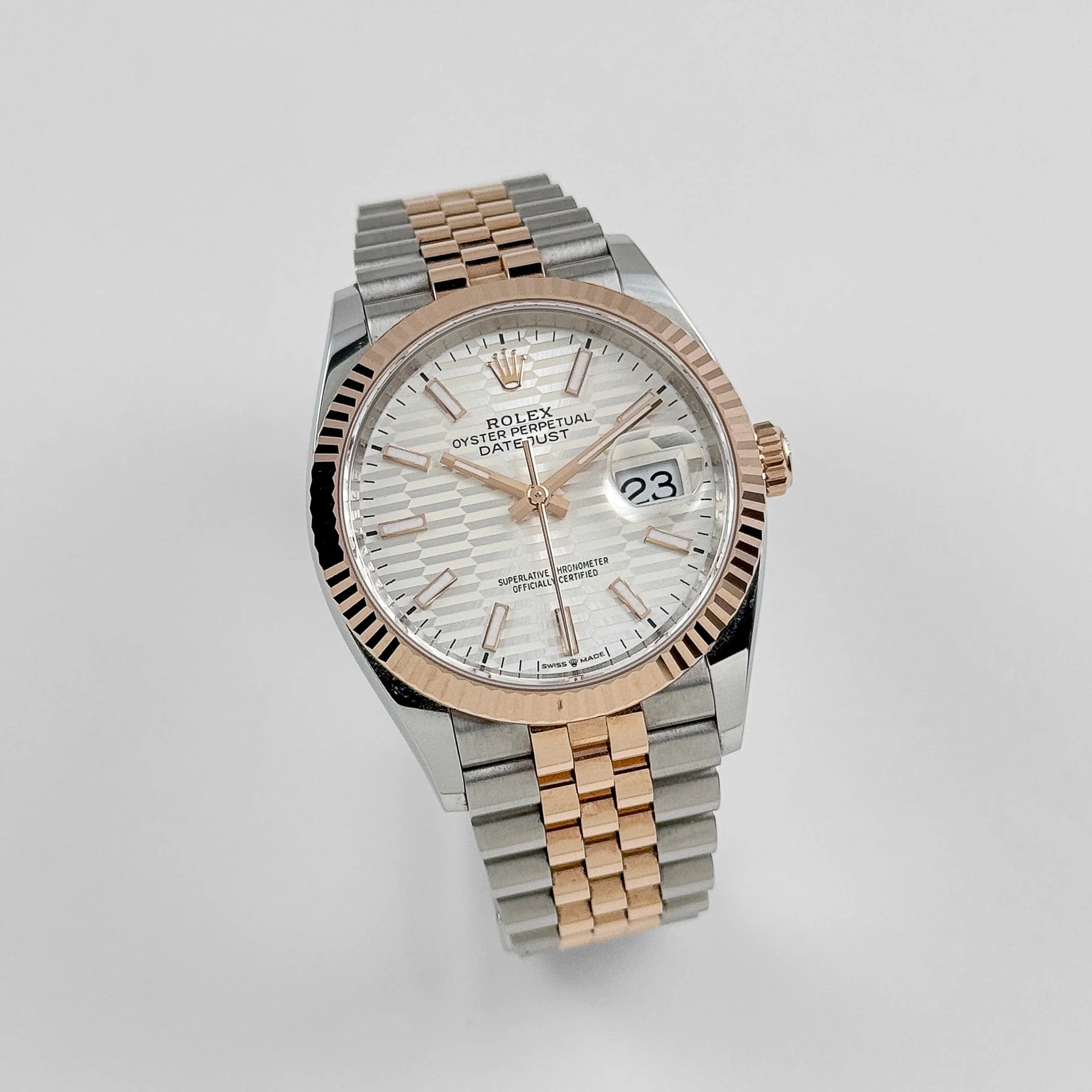Rolex Datejust 36 126231 Rose Gold Stainless Steel Silver Fluted Motif Dial (2024) - Image 3