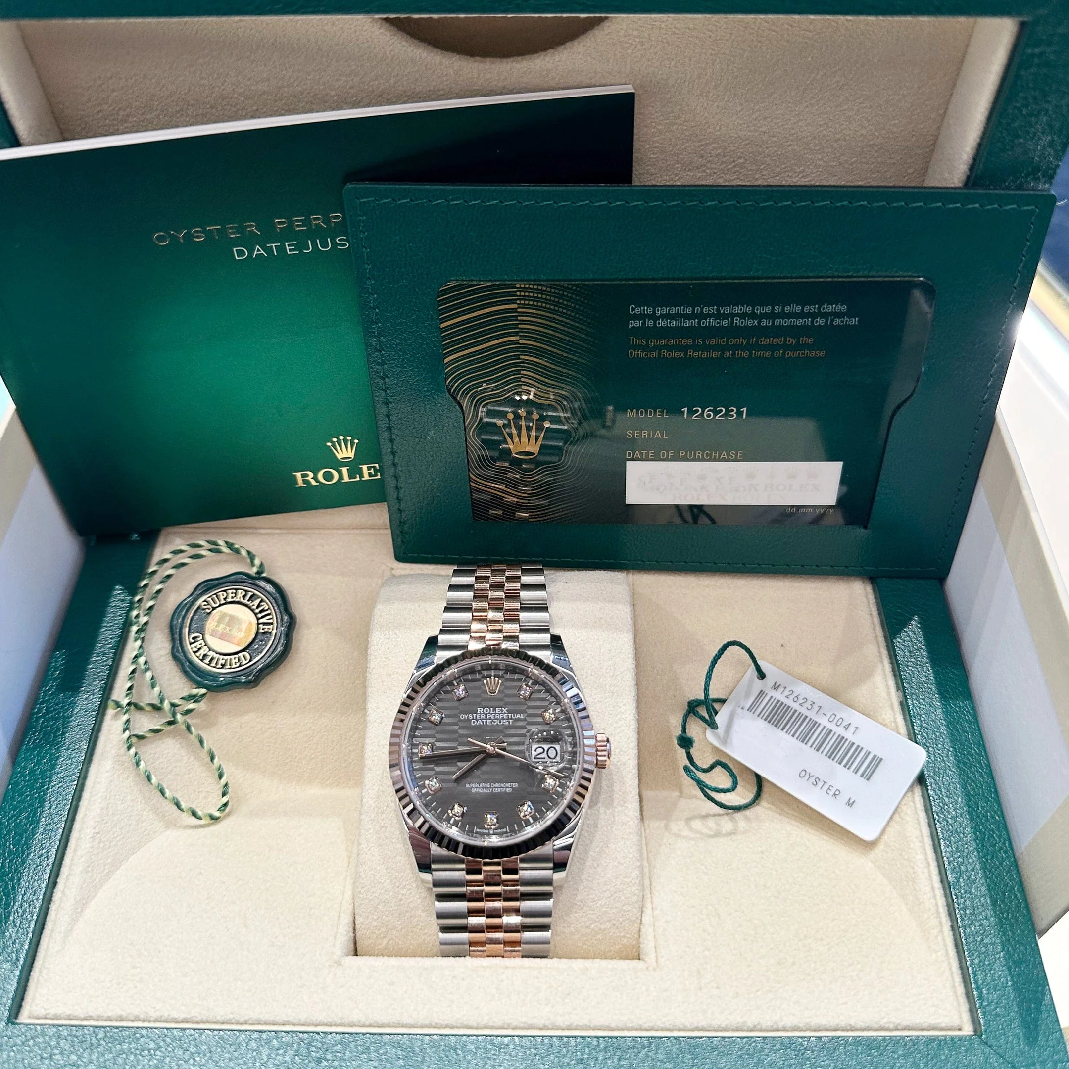 Rolex Datejust 36 126231 Rose Gold Stainless Steel Slate Motif Diamond Dial (2023) - Image 22
