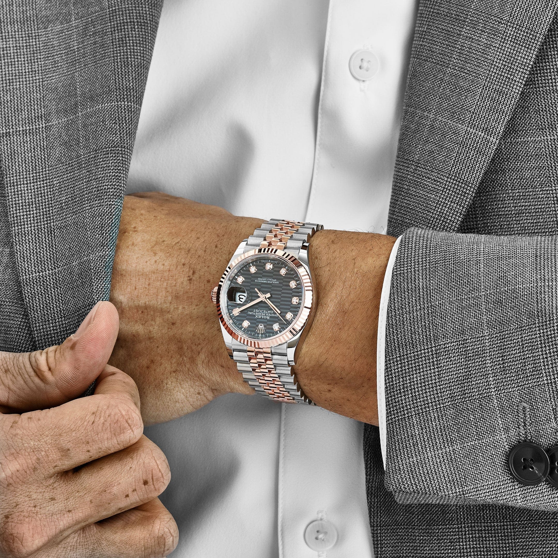 Rolex Datejust 36 126231 Rose Gold Stainless Steel Slate Motif Diamond Dial (2023) - Image 3