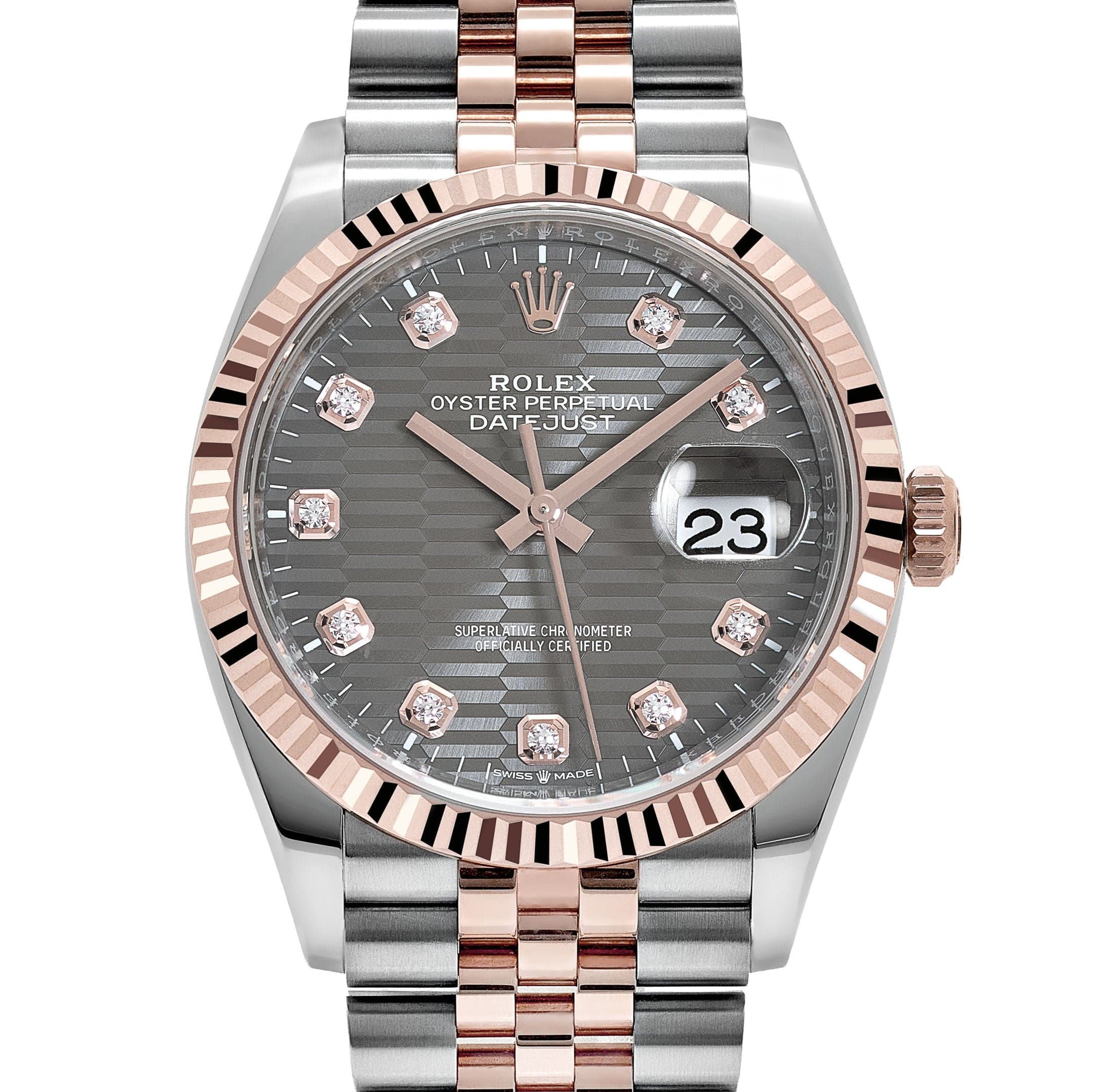 Rolex Datejust 36 126231 Rose Gold Stainless Steel Slate Motif Diamond Dial (2023) - Image 4