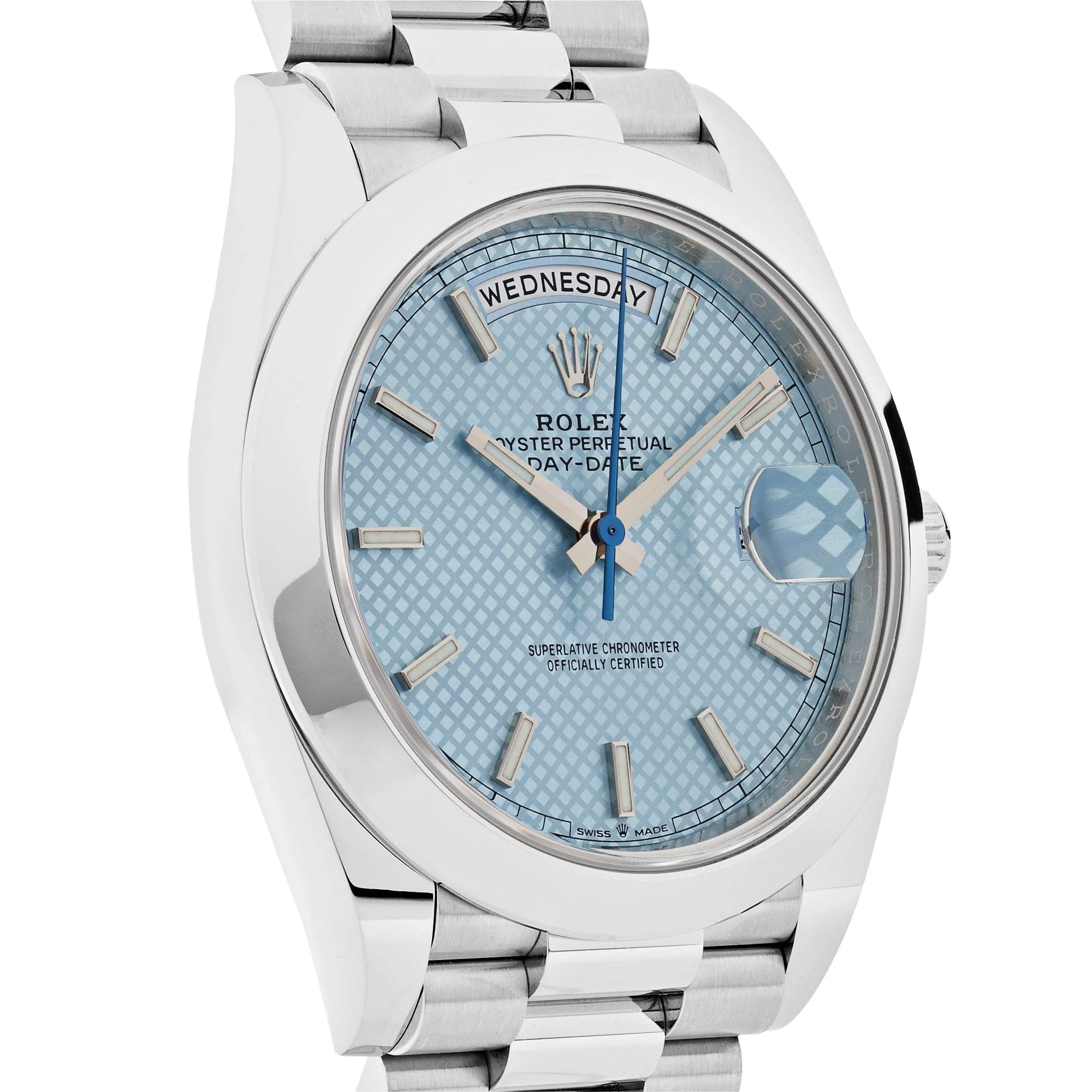 Rolex Day-Date 228206 40 Platinum Ice Blue Diagonal Motif Dial - Image 5