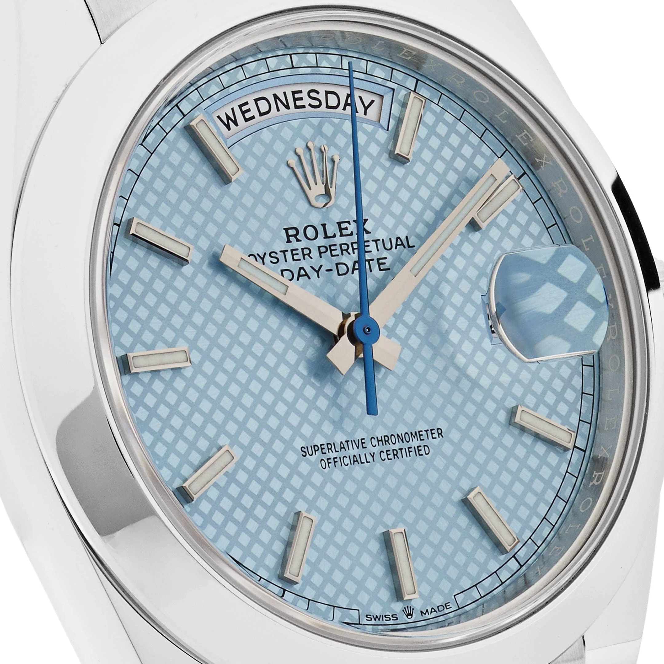 Rolex Day-Date 228206 40 Platinum Ice Blue Diagonal Motif Dial - Image 6