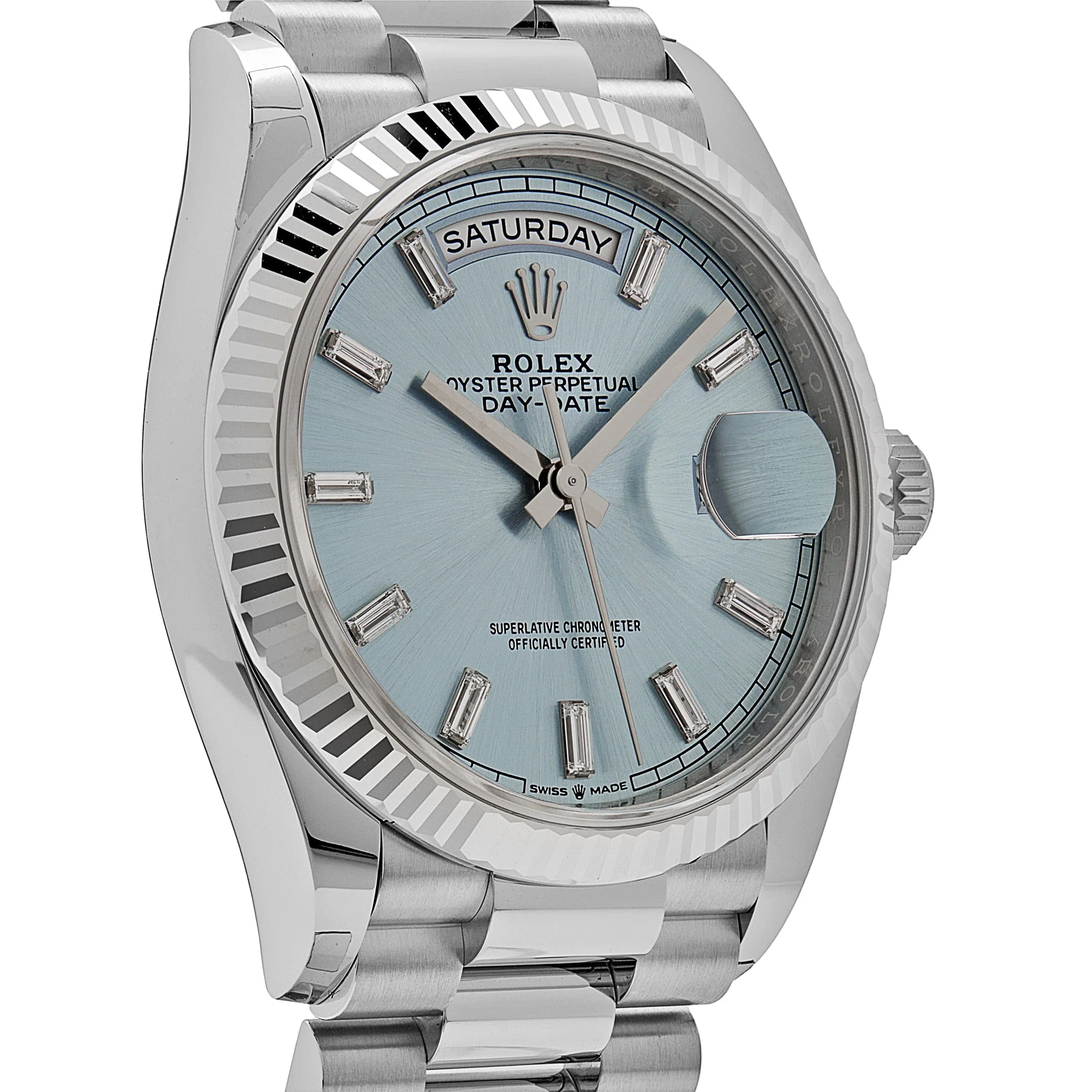 Rolex Day-Date 36 128236 Platinum Ice Blue Baguette Dial - Image 4
