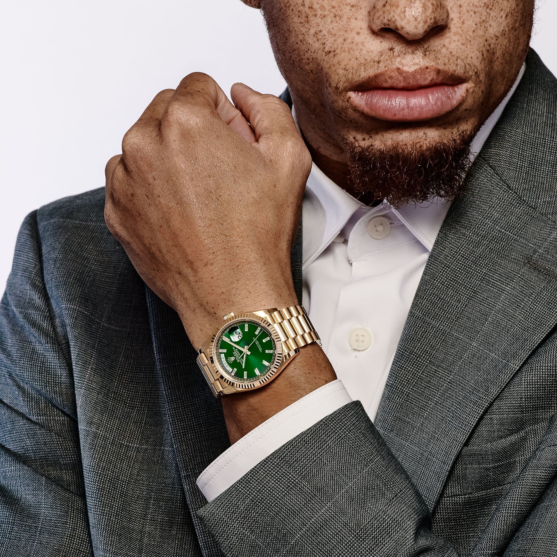 Rolex Day-Date 36 128238 Yellow Gold Green Diamond Baguette Dial (2025) - Image 3